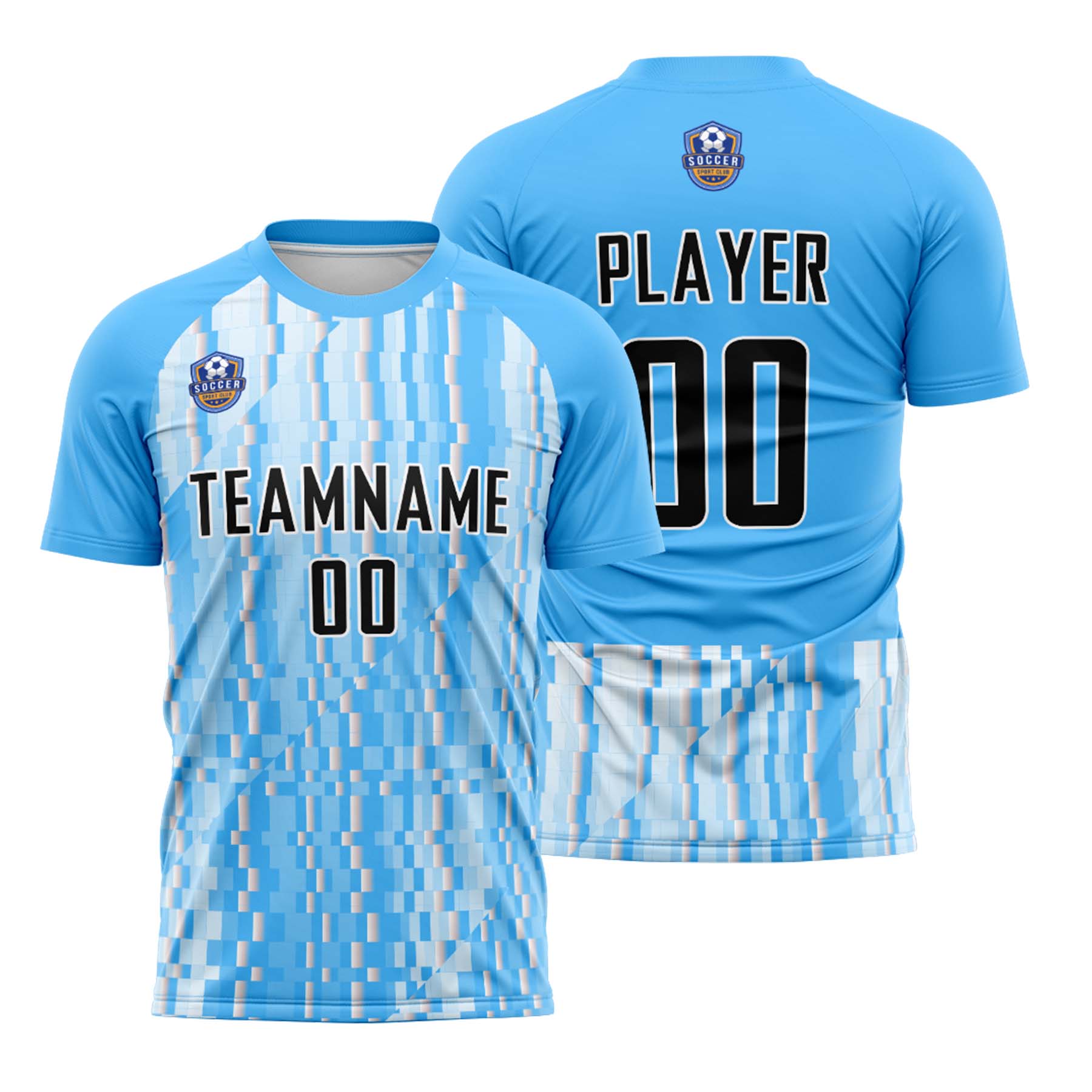 Custom Light Blue Black Classic Soccer Training Sets Jersey For Adults/Kids