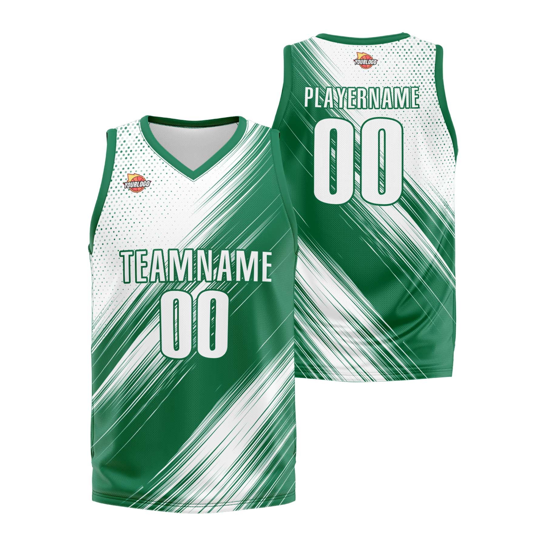 Custom Green White Sports Uniform Basketball Jersey
