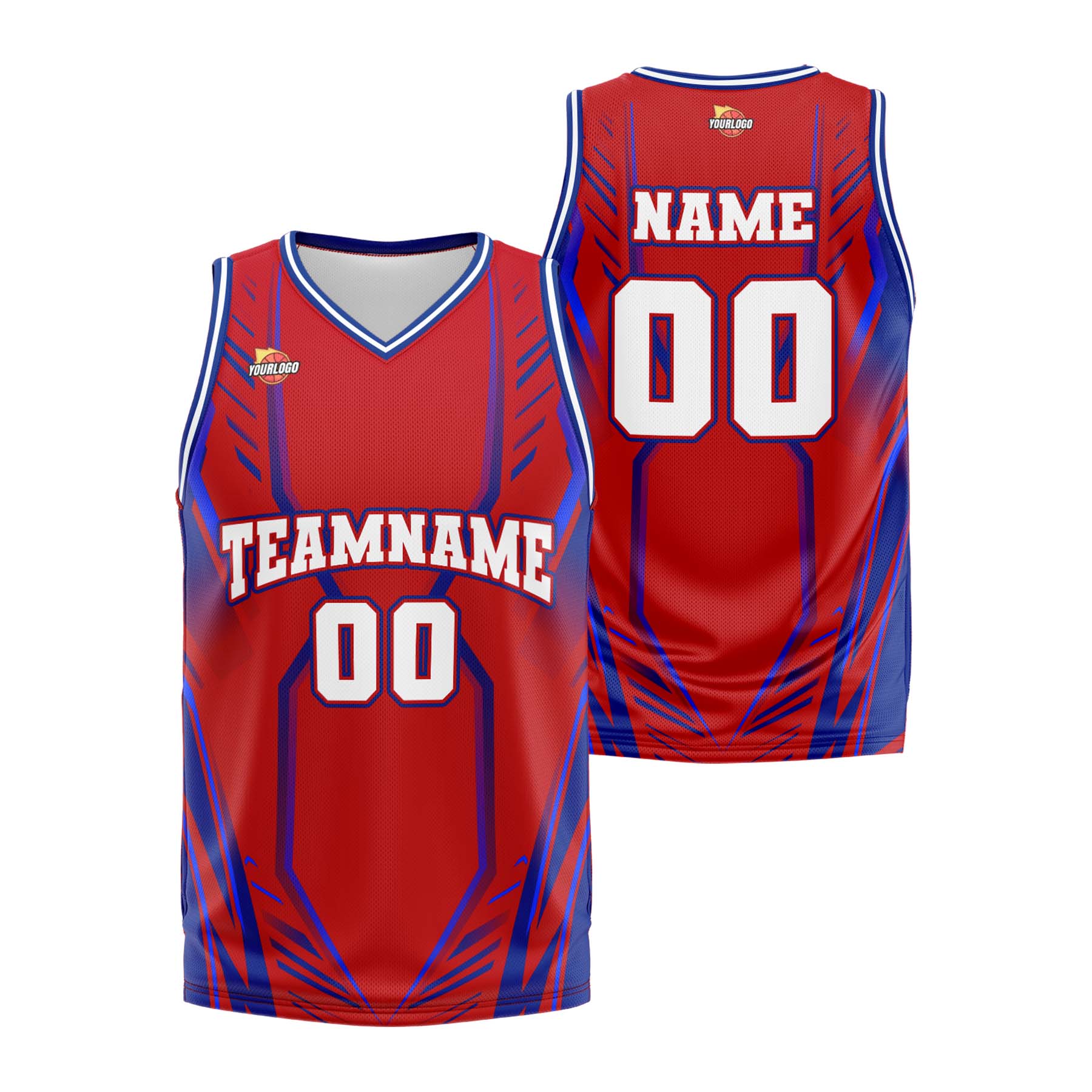Custom Red Blue Fashion Sports Uniform Basketball Jersey