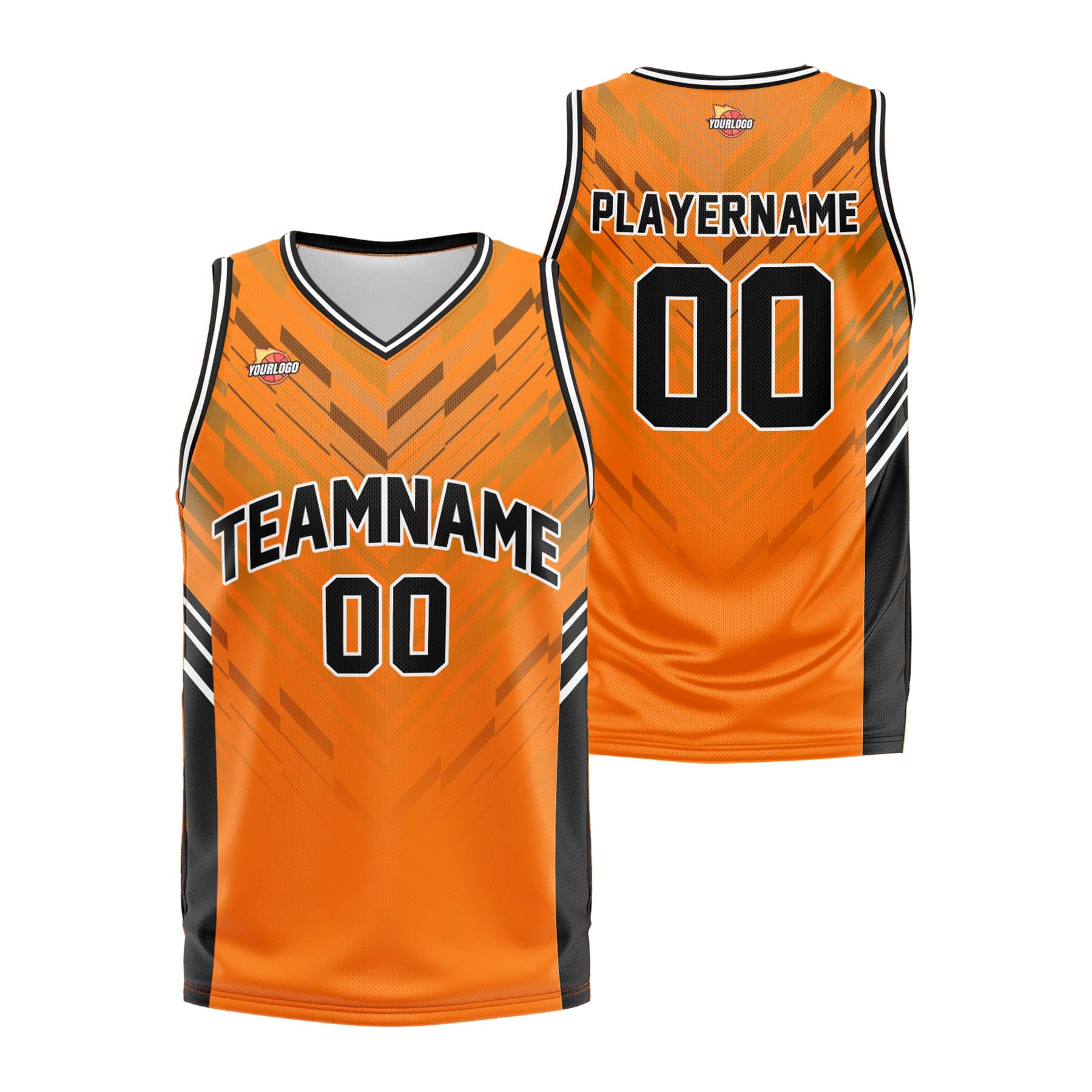 Custom Orange Black Fashion Sports Uniform Basketball Jersey