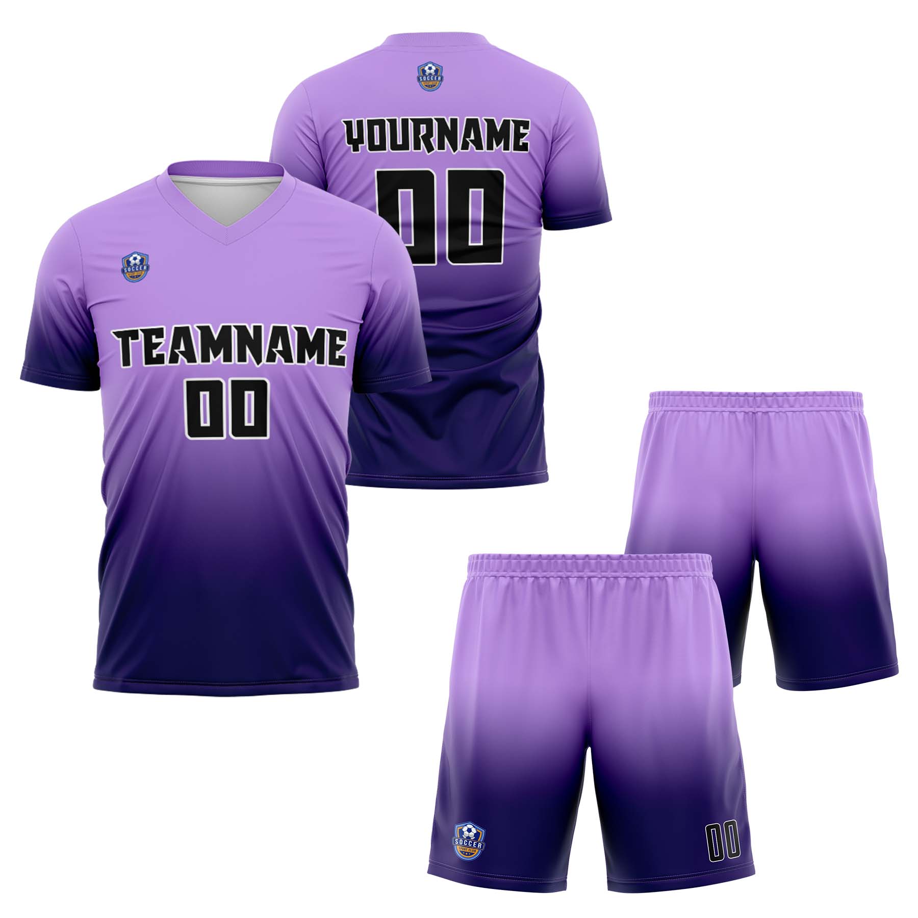 Custom Purple Gradient Soccer Uniform Set – Personalized Jerseys for Adults & Kid