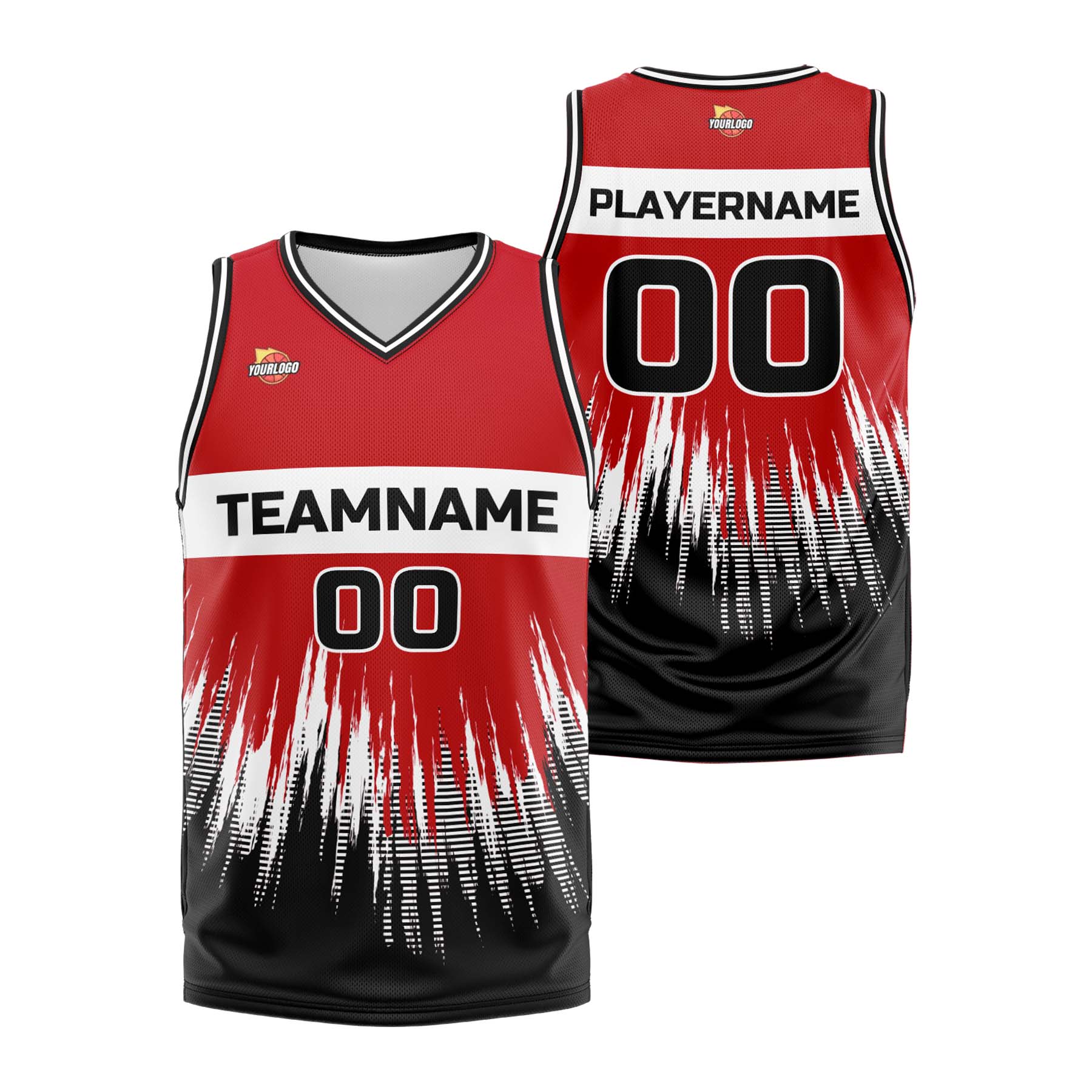 Custom Red White Fashion Sports Uniform Basketball Jersey
