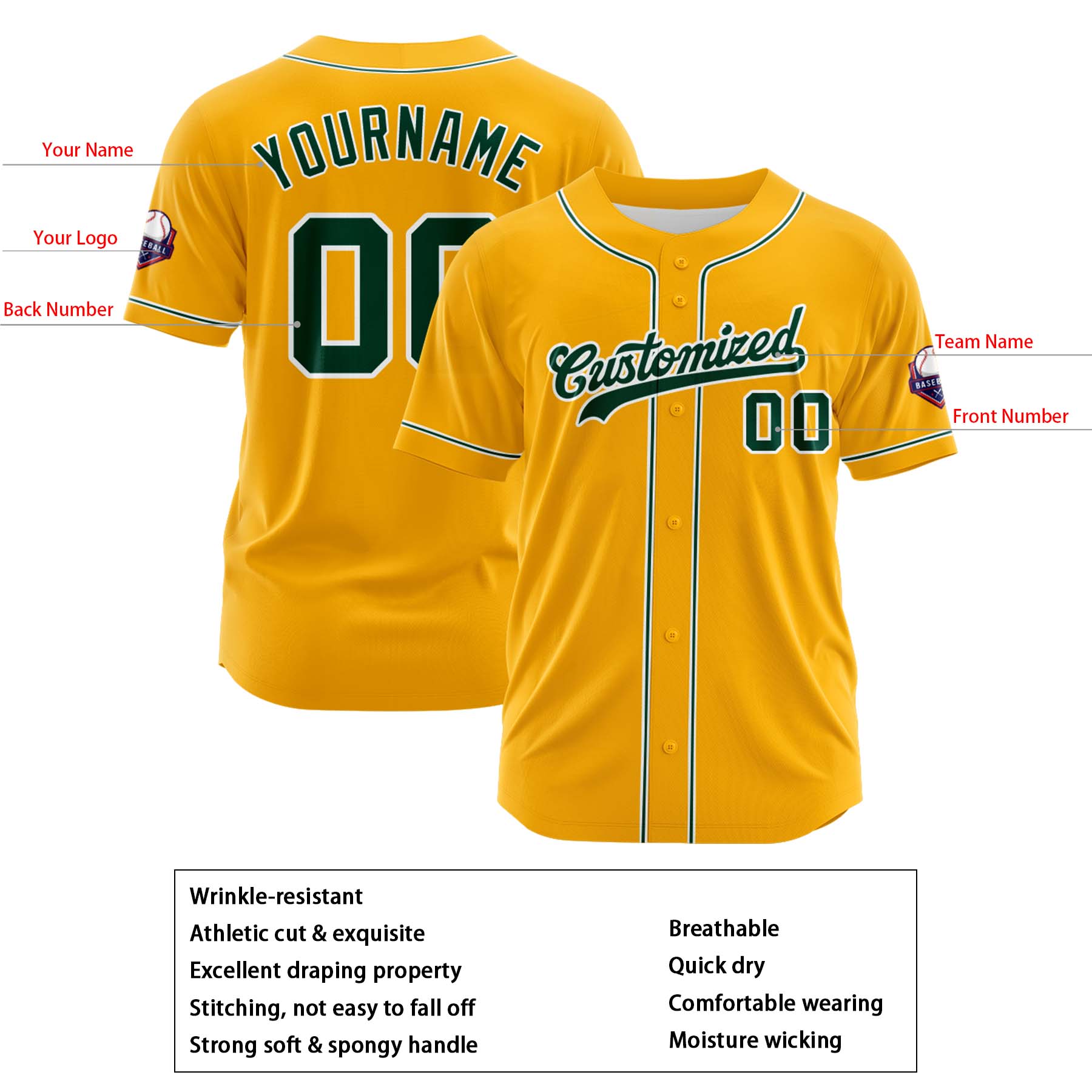 Custom Personalized Yellow Teal White Fashion Design Full Button Authentic Baseball Jersey
