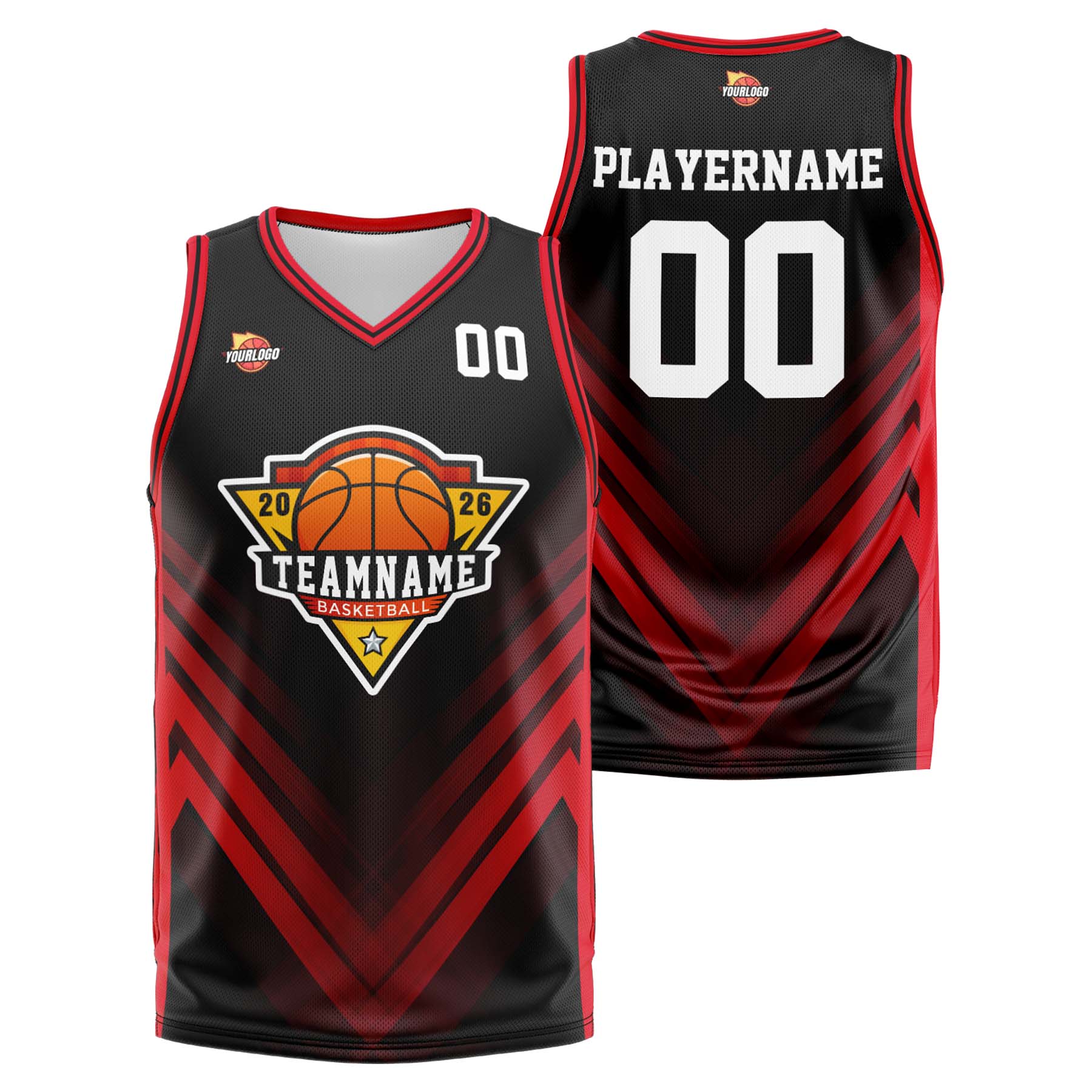 Custom Black Red Sports Uniform Basketball Jersey