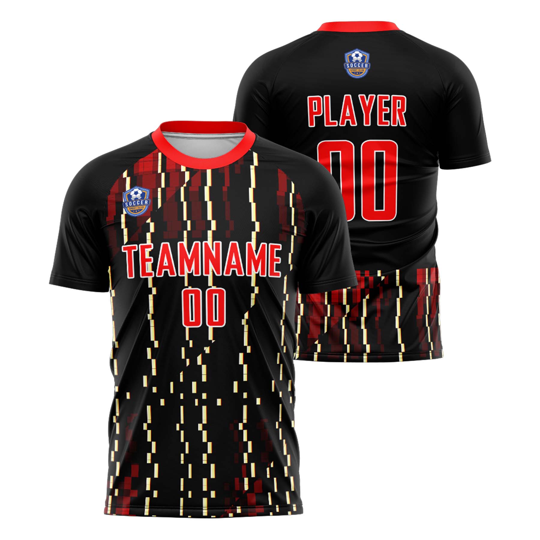 Custom Black Red Classic Soccer Training Sets Jersey For Adults/Kids