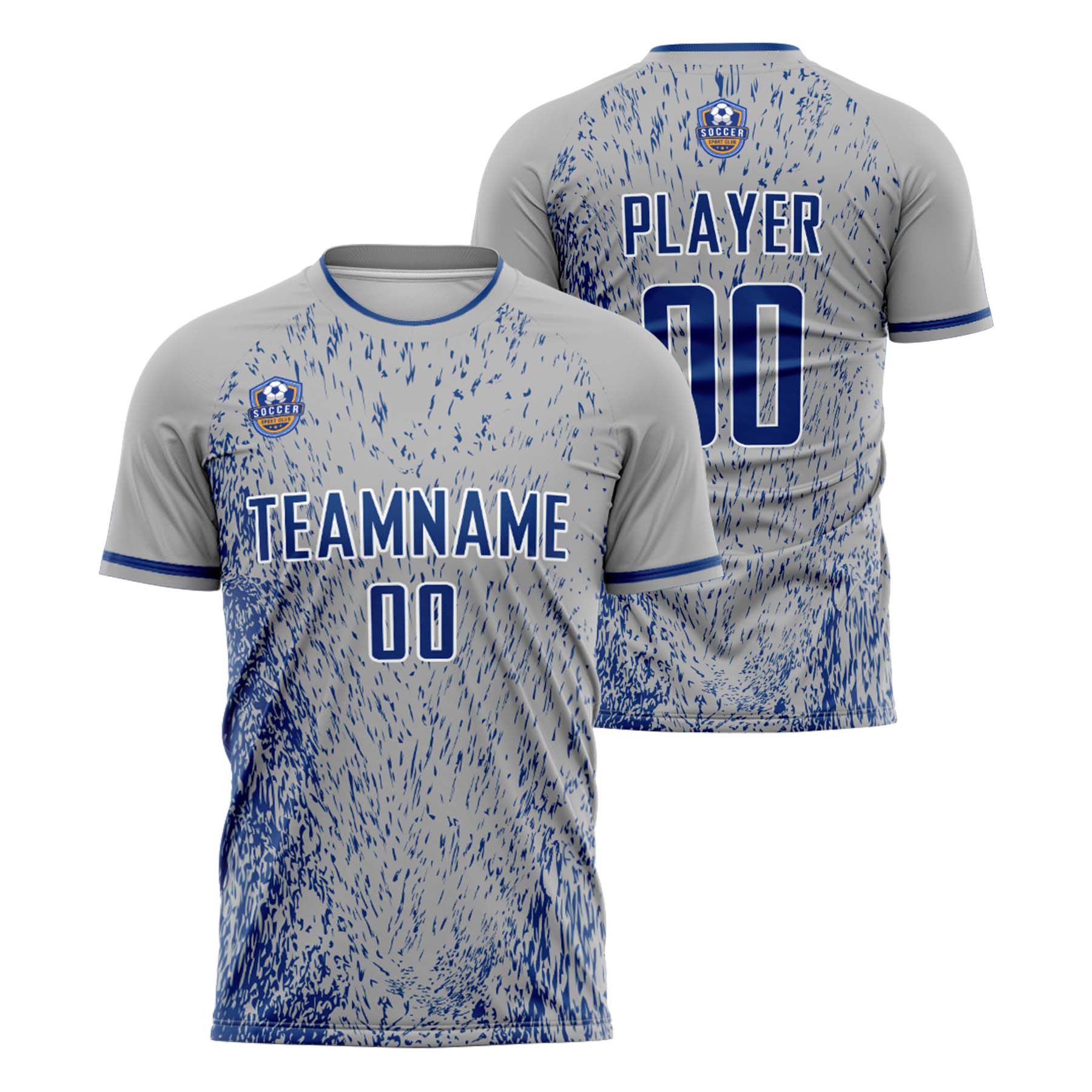 Custom Gray Blue Classic Soccer Training Sets Jersey For Adults/Kids