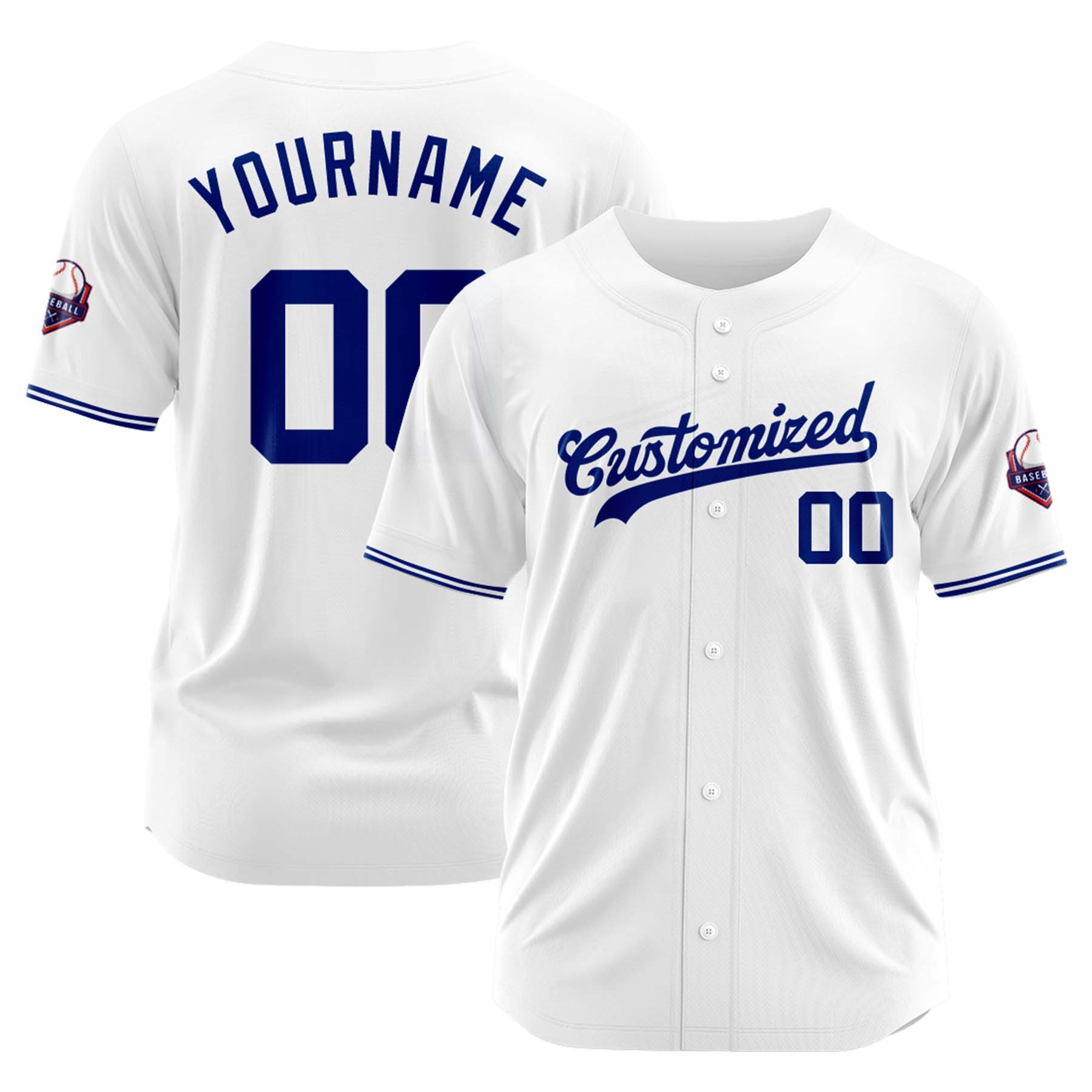Custom Personalized White Blue Fashion Design Full Button Authentic Baseball Jersey