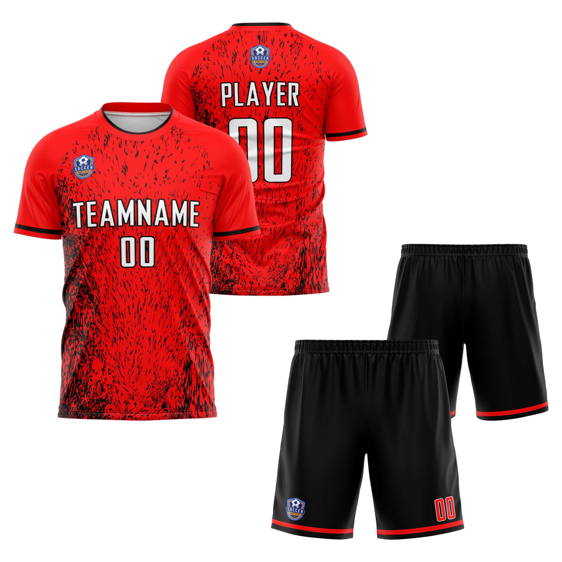 Custom Red Black Classic Soccer Training Sets Jersey For Adults/Kids