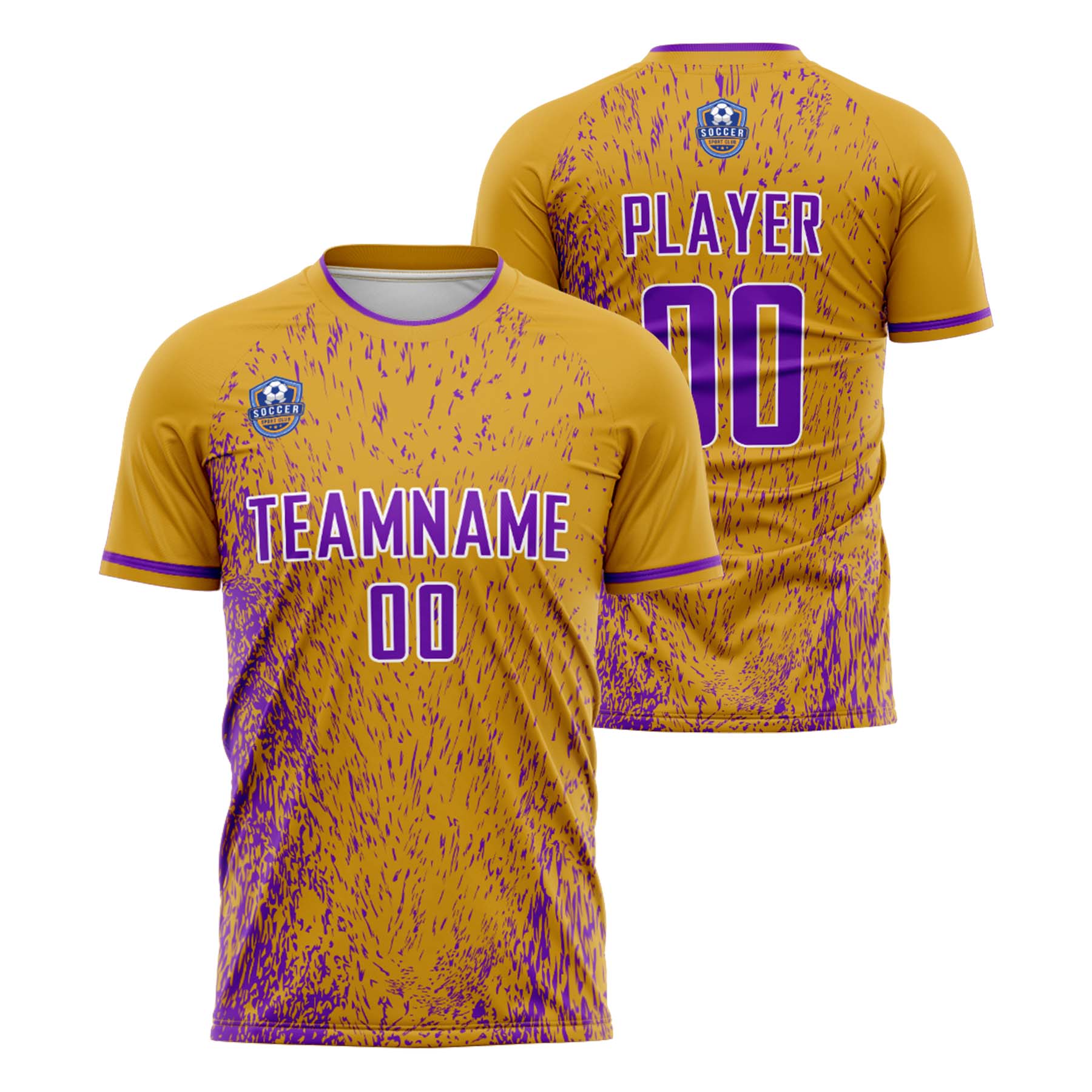 Custom Gold Purple Classic Soccer Training Sets Jersey For Adults/Kids