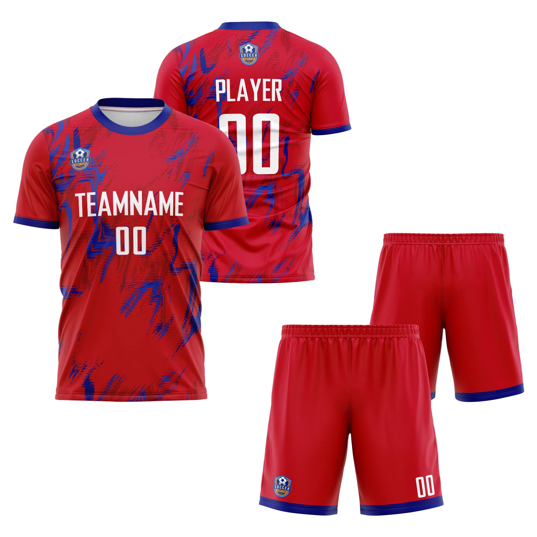 Custom Red Blue Classic Soccer Training Sets Jersey For Adults/Kids