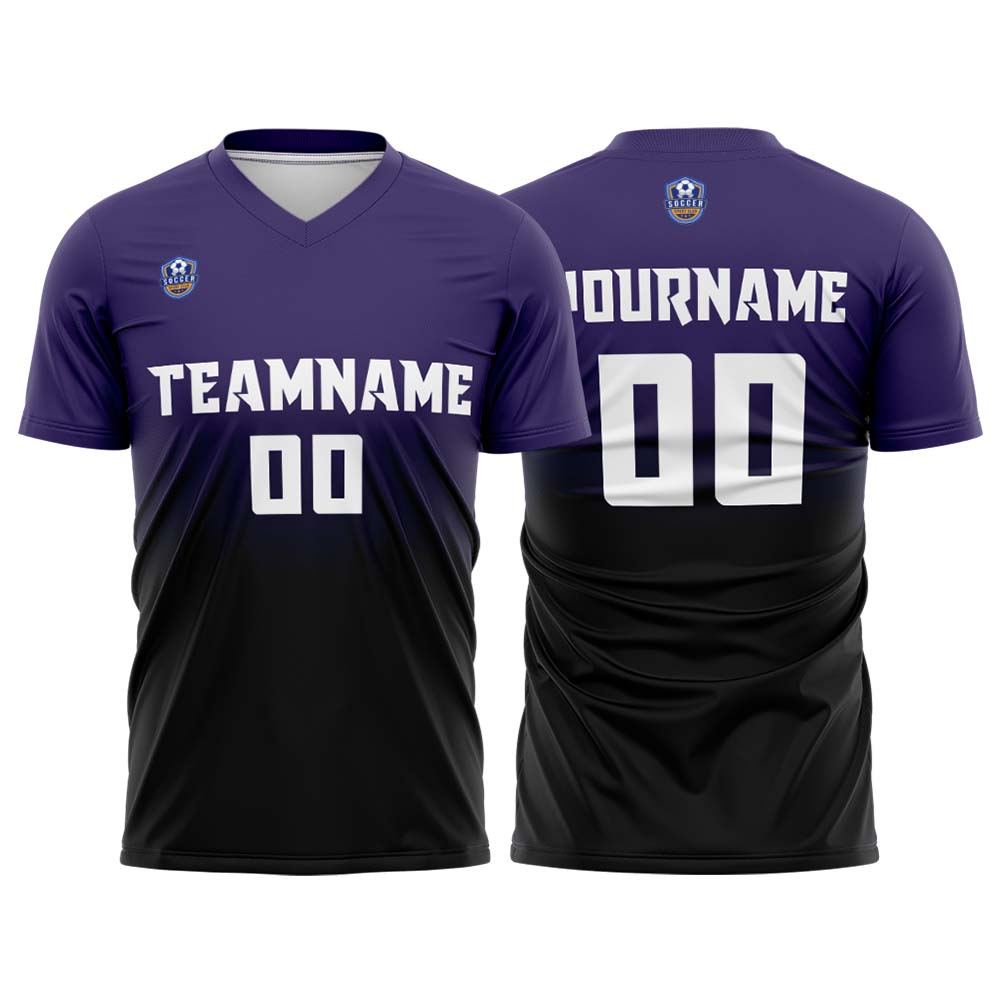 Custom Purple Black Gradient Soccer Uniform Set – Personalized Jerseys for Adults & Kid
