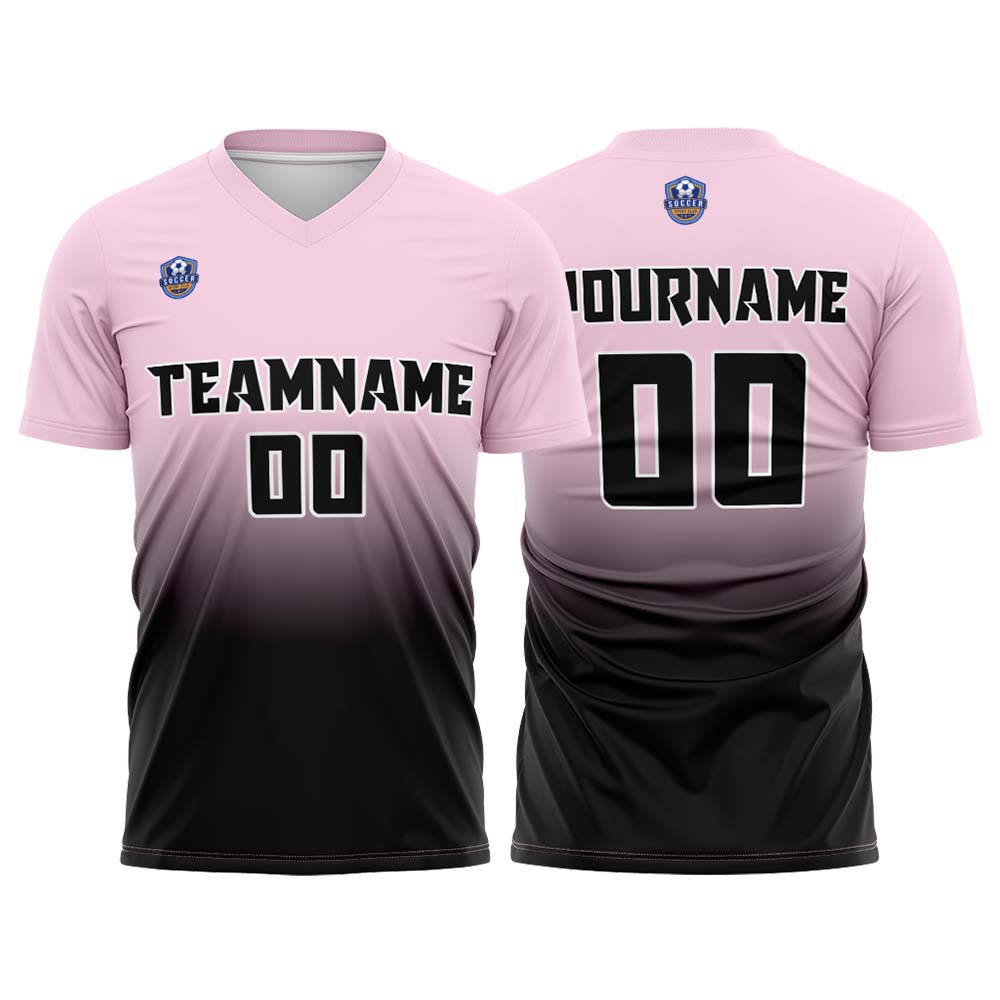 Custom Pink Black Gradient Soccer Uniform Set – Personalized Jerseys for Adults & Kid