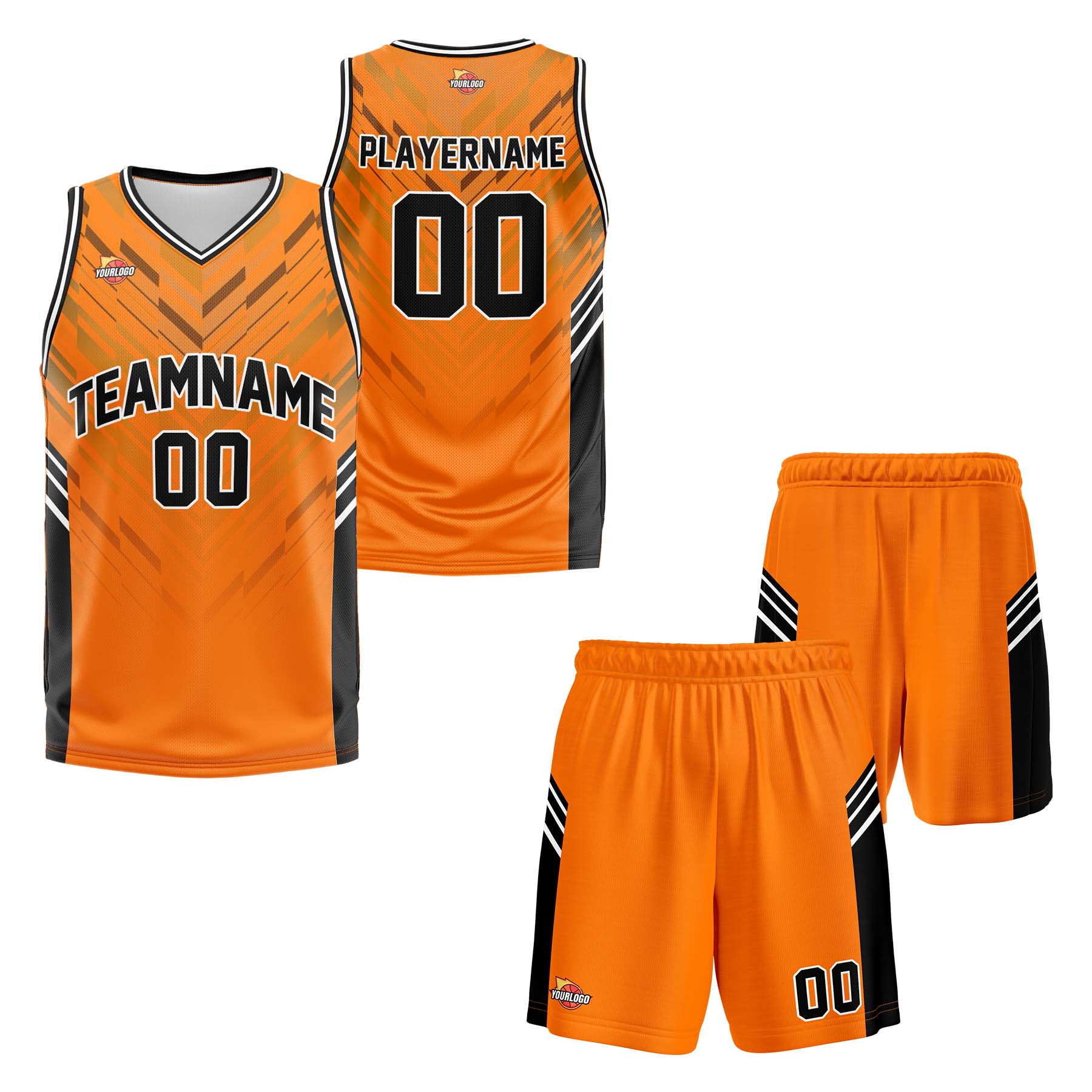 Custom Orange Black Fashion Sports Uniform Basketball Jersey