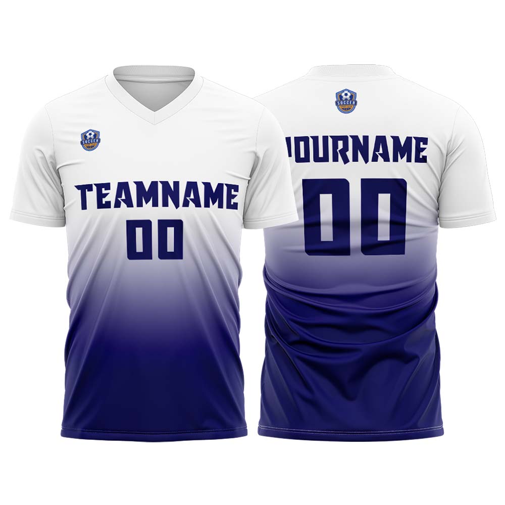 Custom White Purple Gradient Soccer Uniform Set – Personalized Jerseys for Adults & Kid