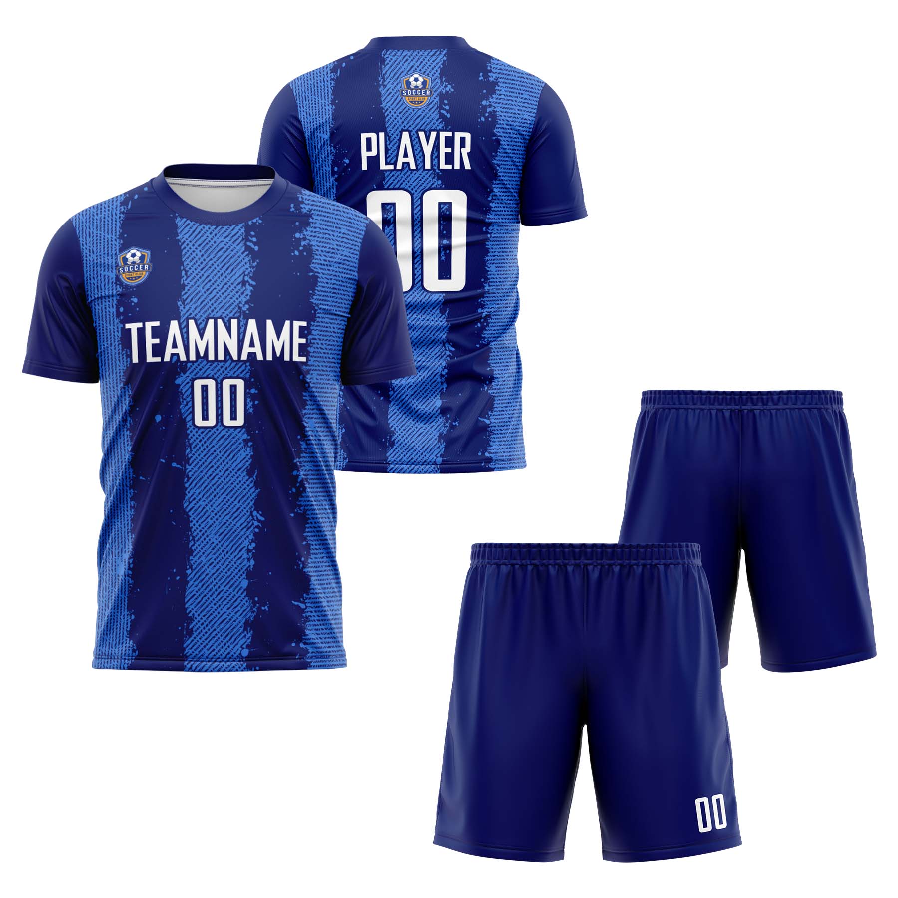 Custom Navy Blue Classic Soccer Training Sets Jersey For Adults/Kids