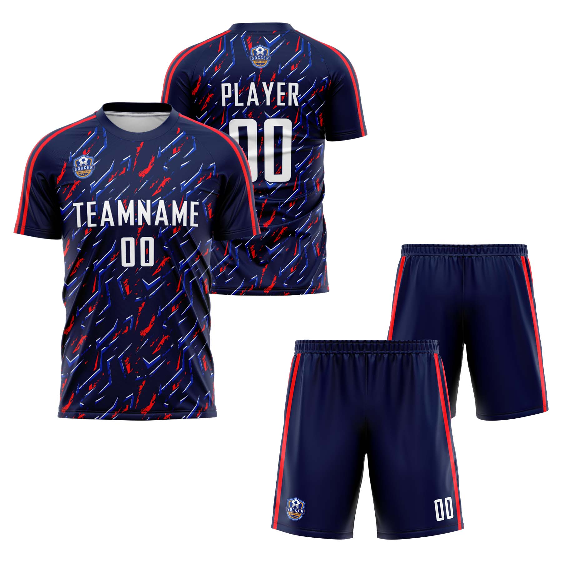 Custom Navy White Classic Soccer Training Sets Jersey For Adults/Kids