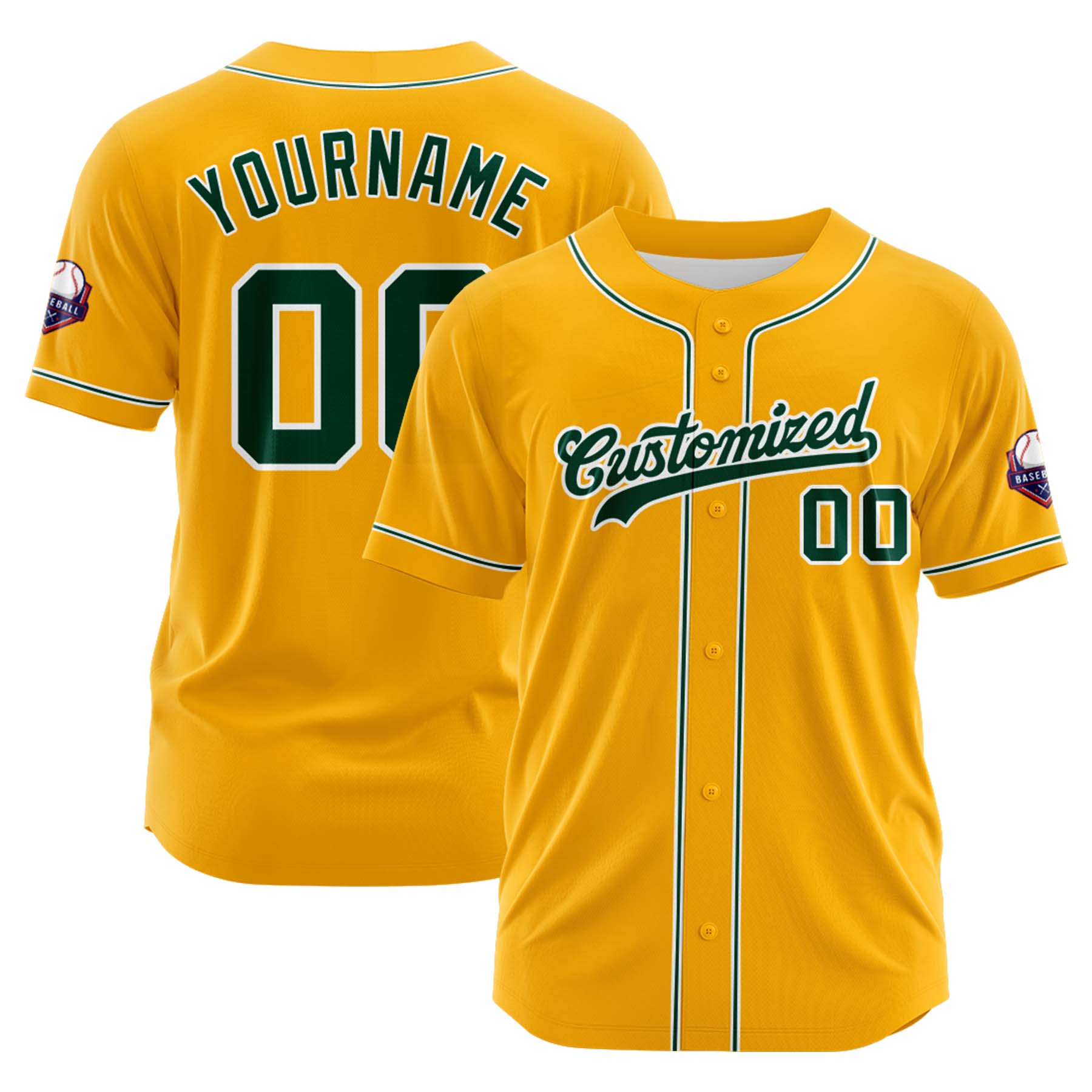 Custom Personalized Yellow Teal White Fashion Design Full Button Authentic Baseball Jersey