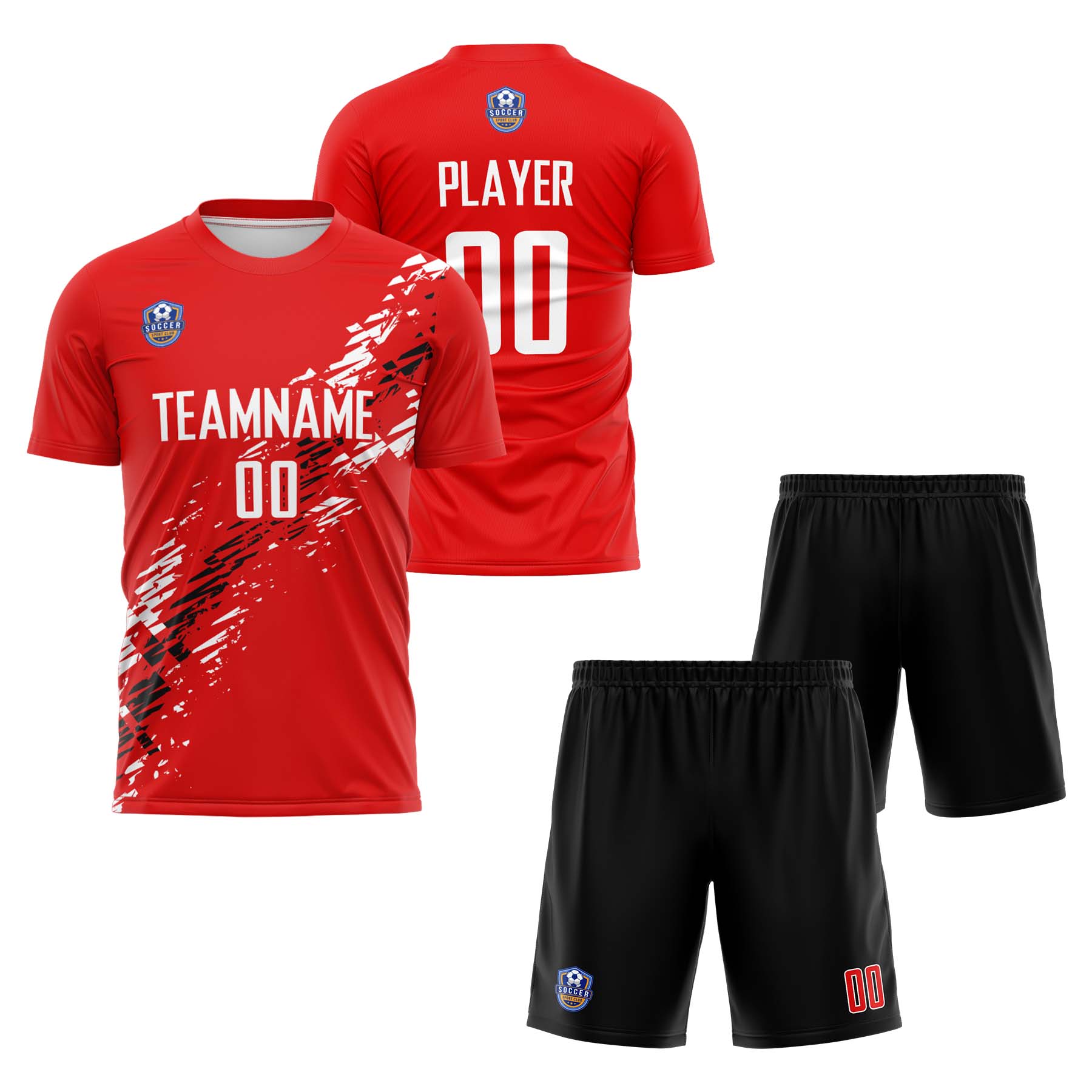 Custom Red Black Classic Soccer Training Sets Jersey For Adults/Kids
