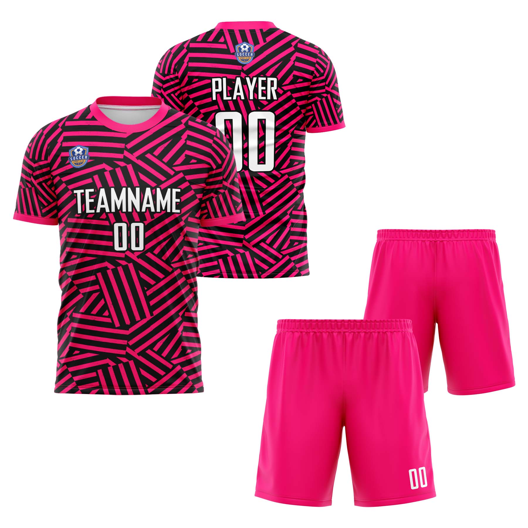 Custom Pink Black Classic Soccer Training Sets Jersey For Adults/Kids
