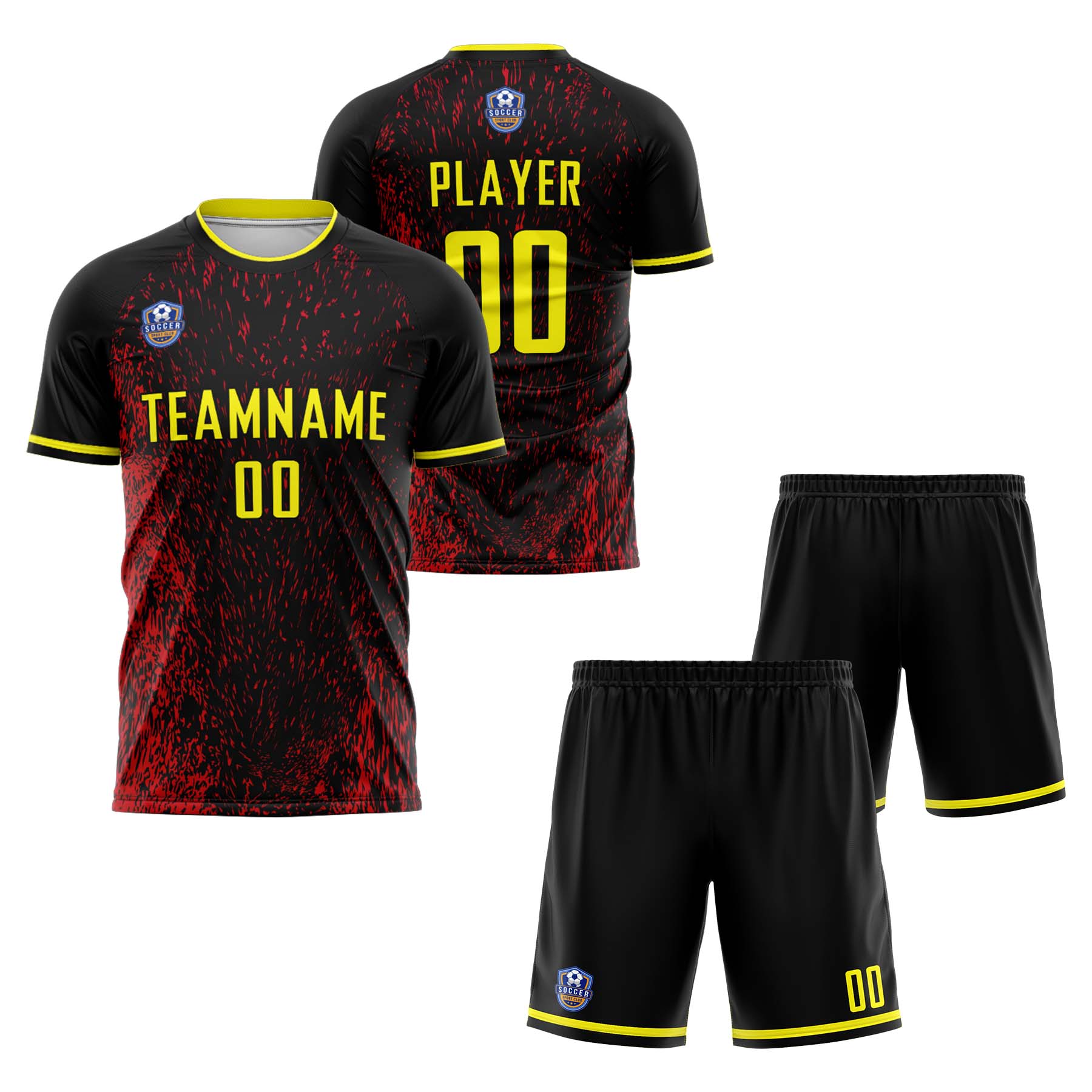 Custom Black Yellow Classic Soccer Training Sets Jersey For Adults/Kids