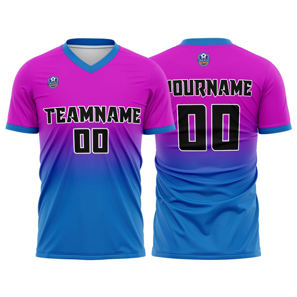 Custom Purple Blue Gradient Soccer Uniform Set – Personalized Jerseys for Adults & Kid