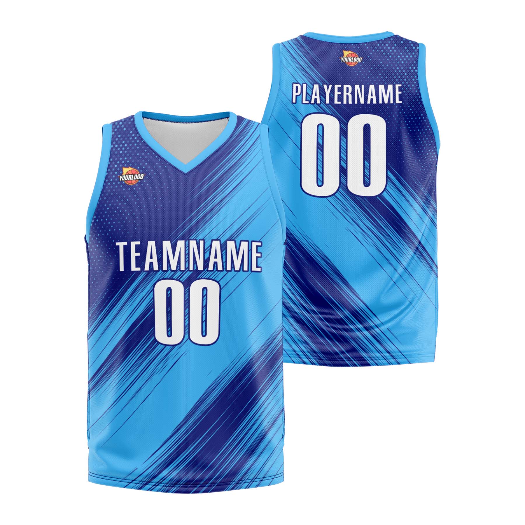 Custom Blue Light Blue Sports Uniform Basketball Jersey