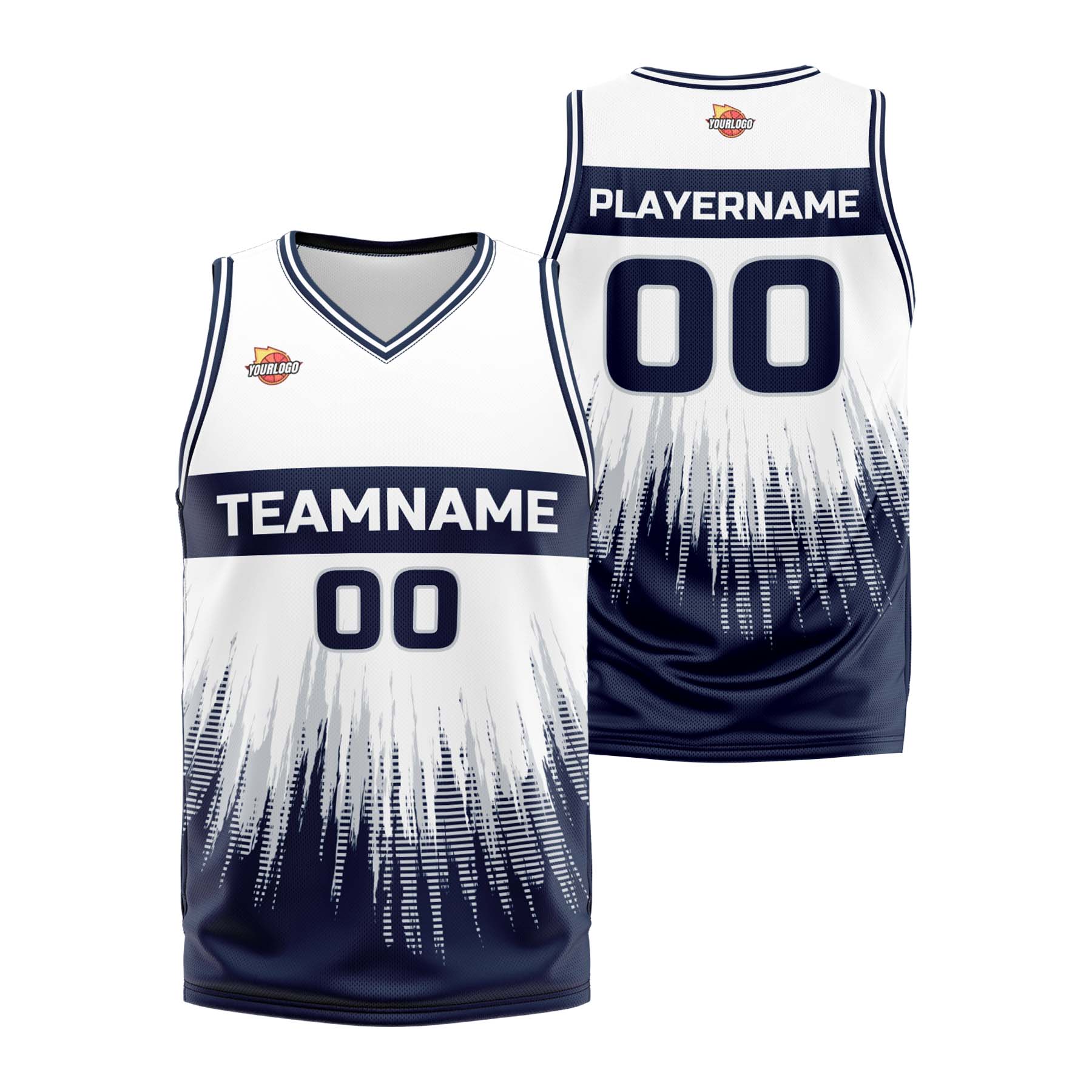 Custom White Navy Fashion Sports Uniform Basketball Jersey