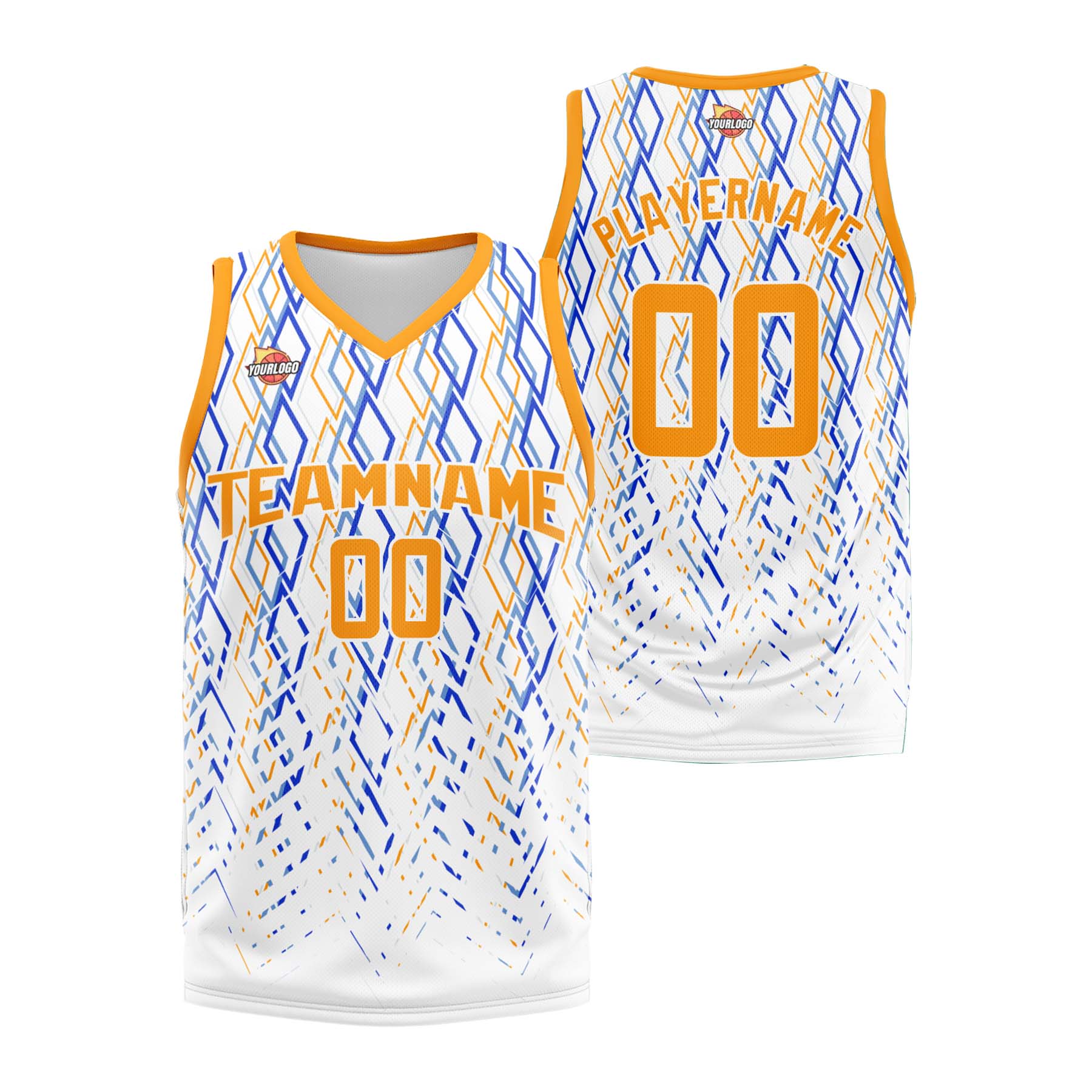 Custom White Orange Sports Uniform Basketball Jersey