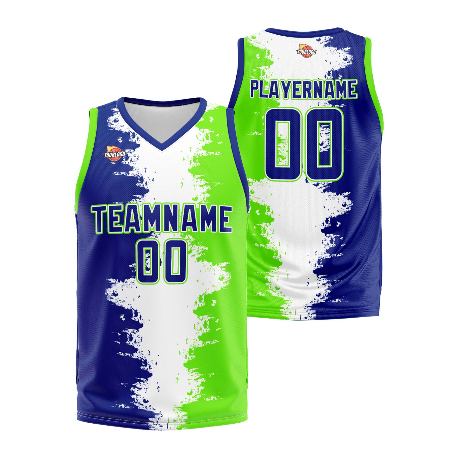 Custom Navy Lime Green Sports Uniform Basketball Jersey