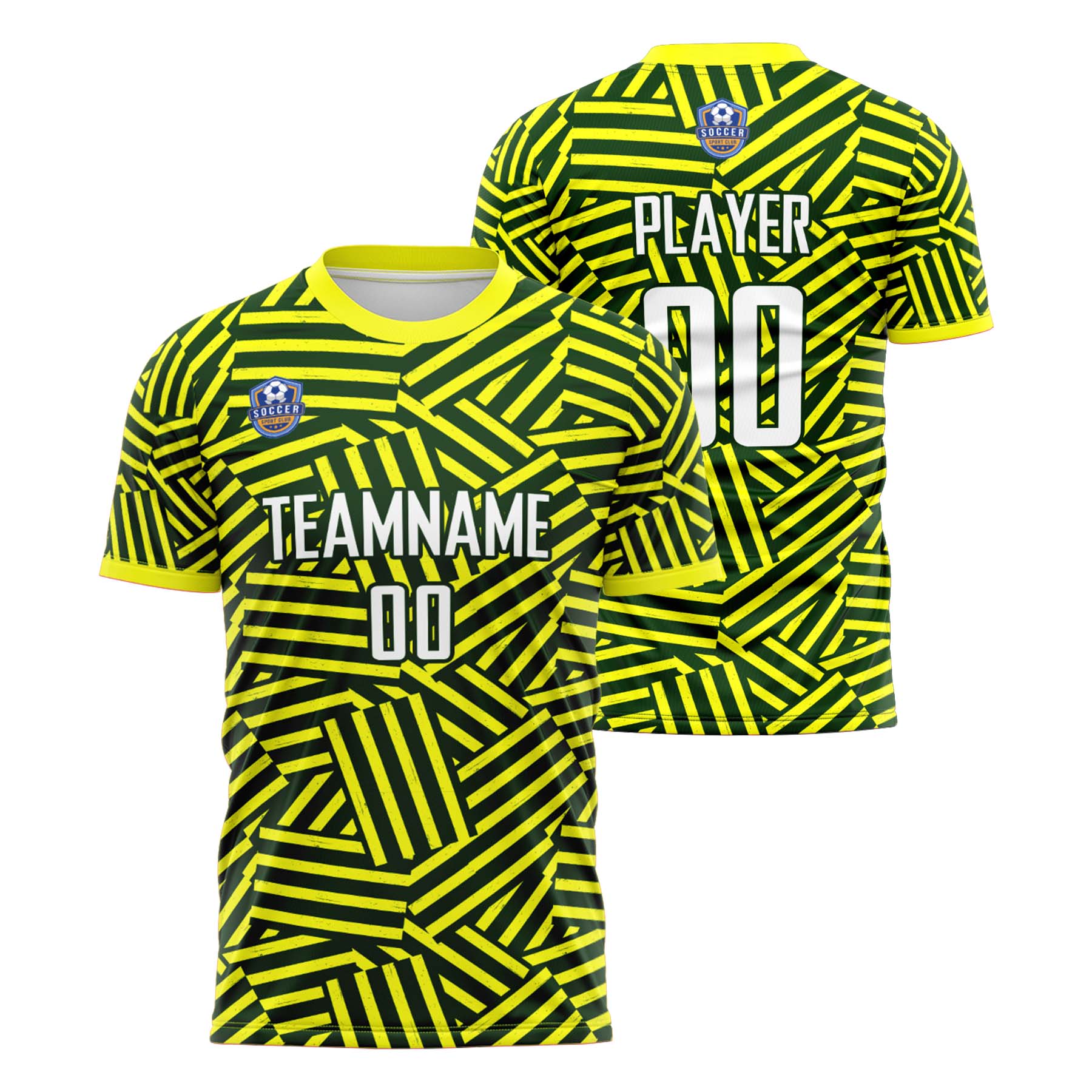 Custom Yellow Dark Green Classic Soccer Training Sets Jersey For Adults/Kids