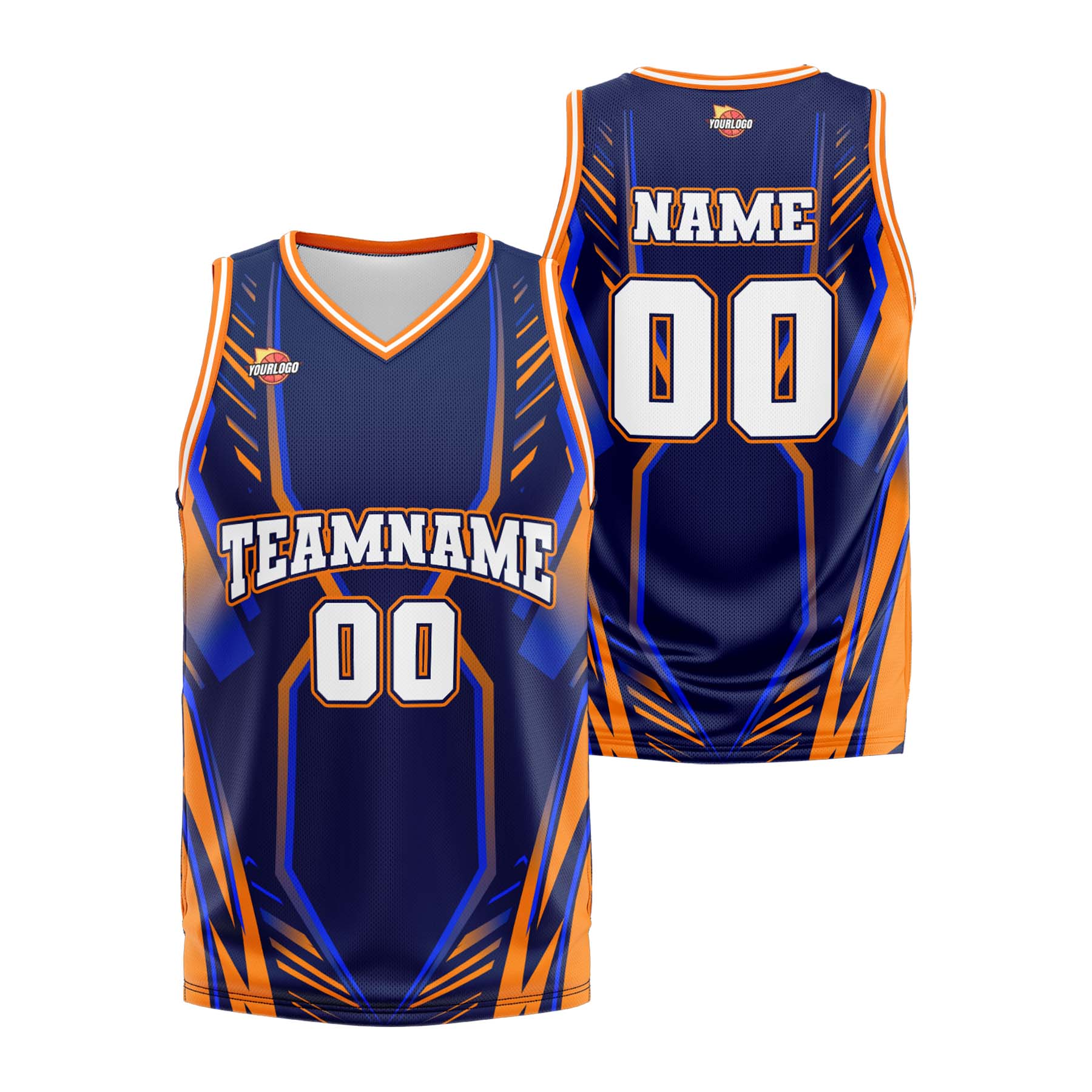 Custom Navy White Fashion Sports Uniform Basketball Jersey