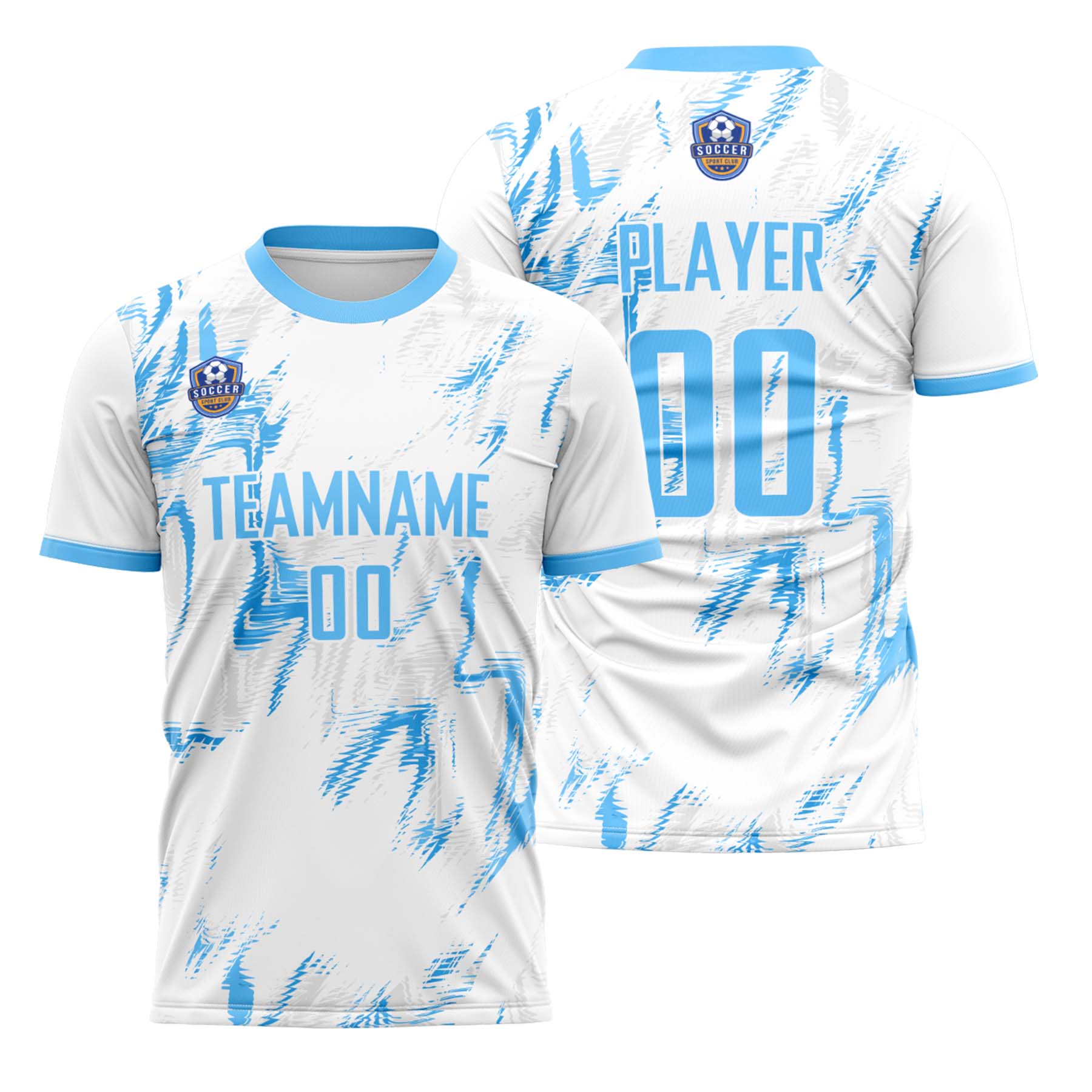 Custom White Light Blue Classic Soccer Training Sets Jersey For Adults/Kids