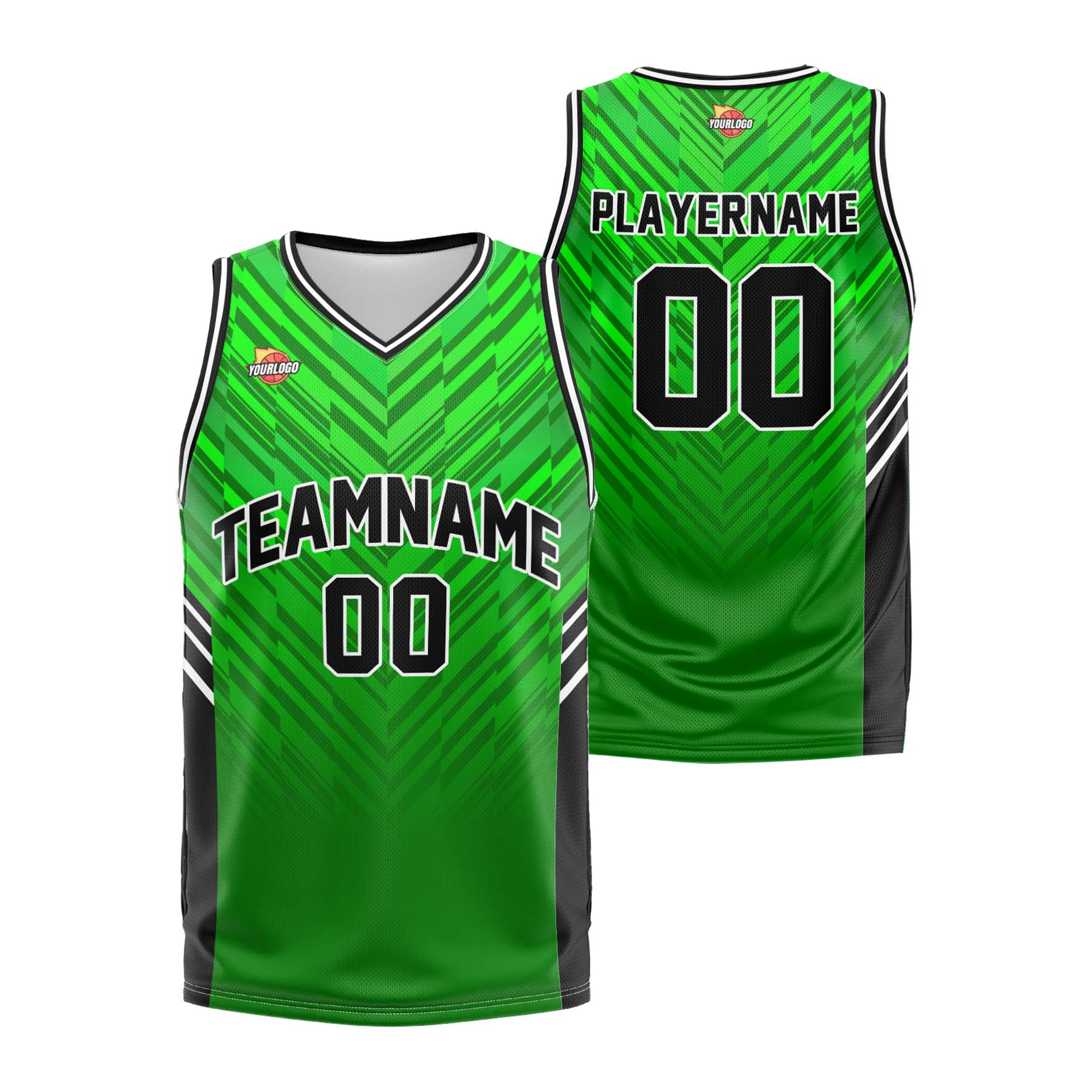 Custom Green Black Fashion Sports Uniform Basketball Jersey