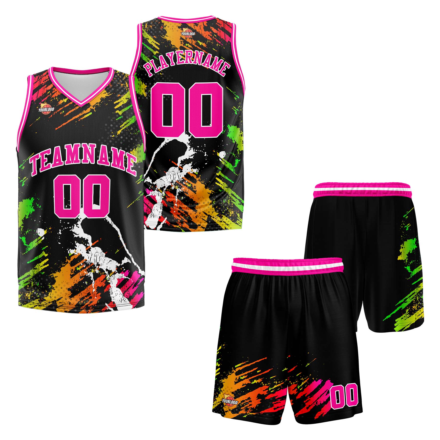 Custom Black Pink Sports Uniform Basketball Jersey