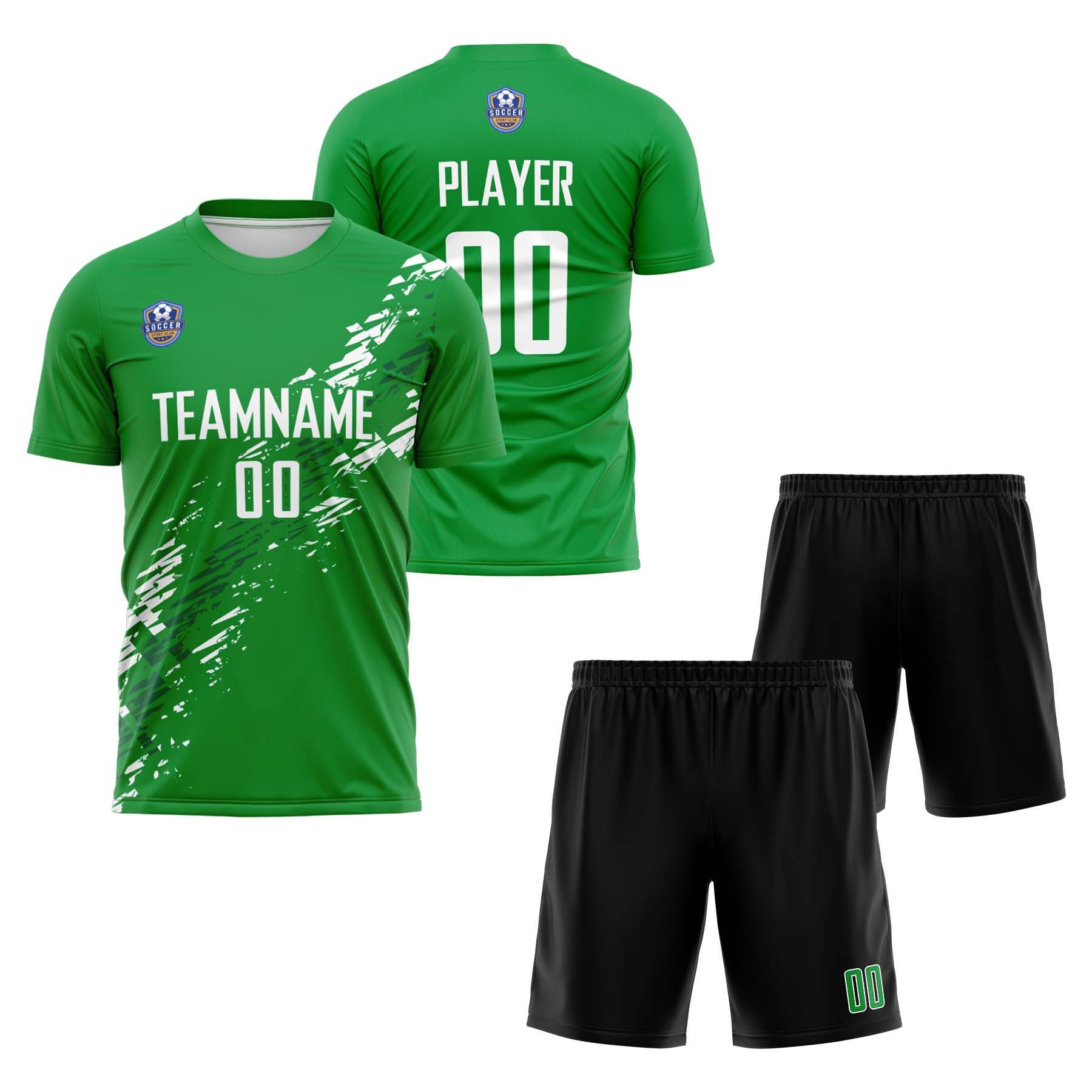 Custom Green Black Classic Soccer Training Sets Jersey For Adults/Kids