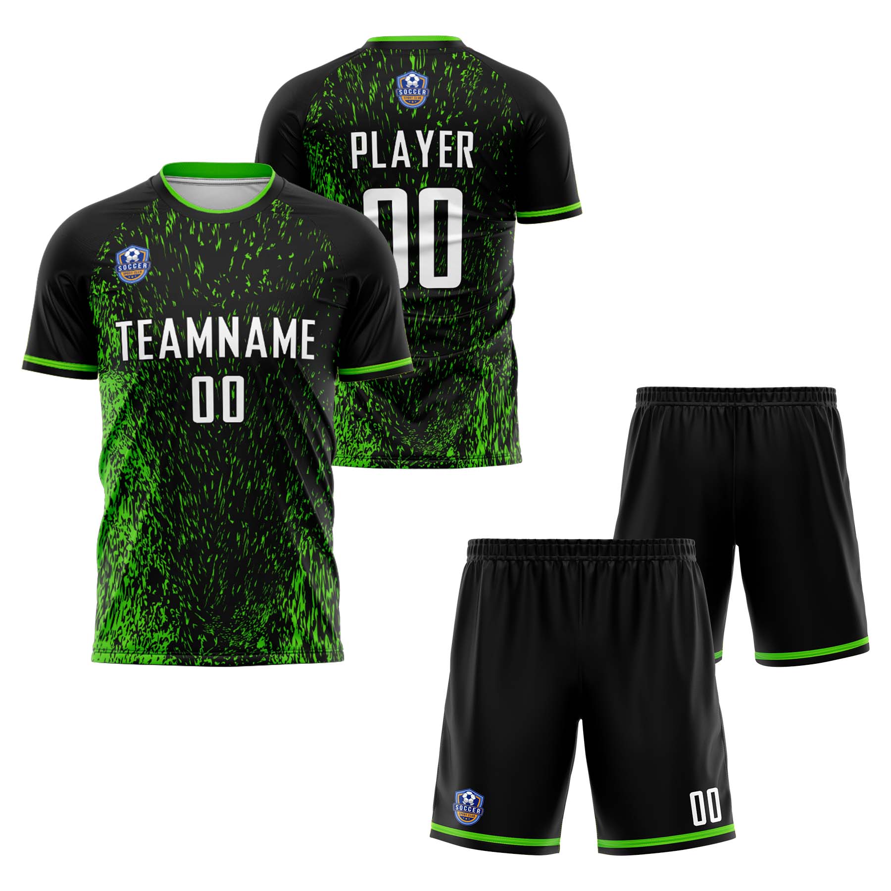 Custom Black Green Classic Soccer Training Sets Jersey For Adults/Kids