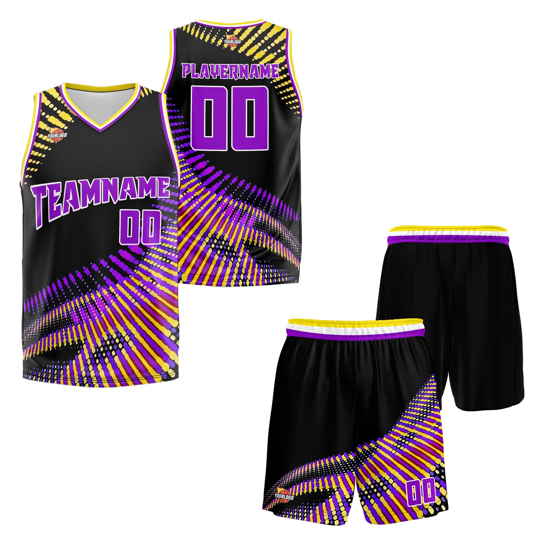Custom Black Purple Sports Uniform Basketball Jersey