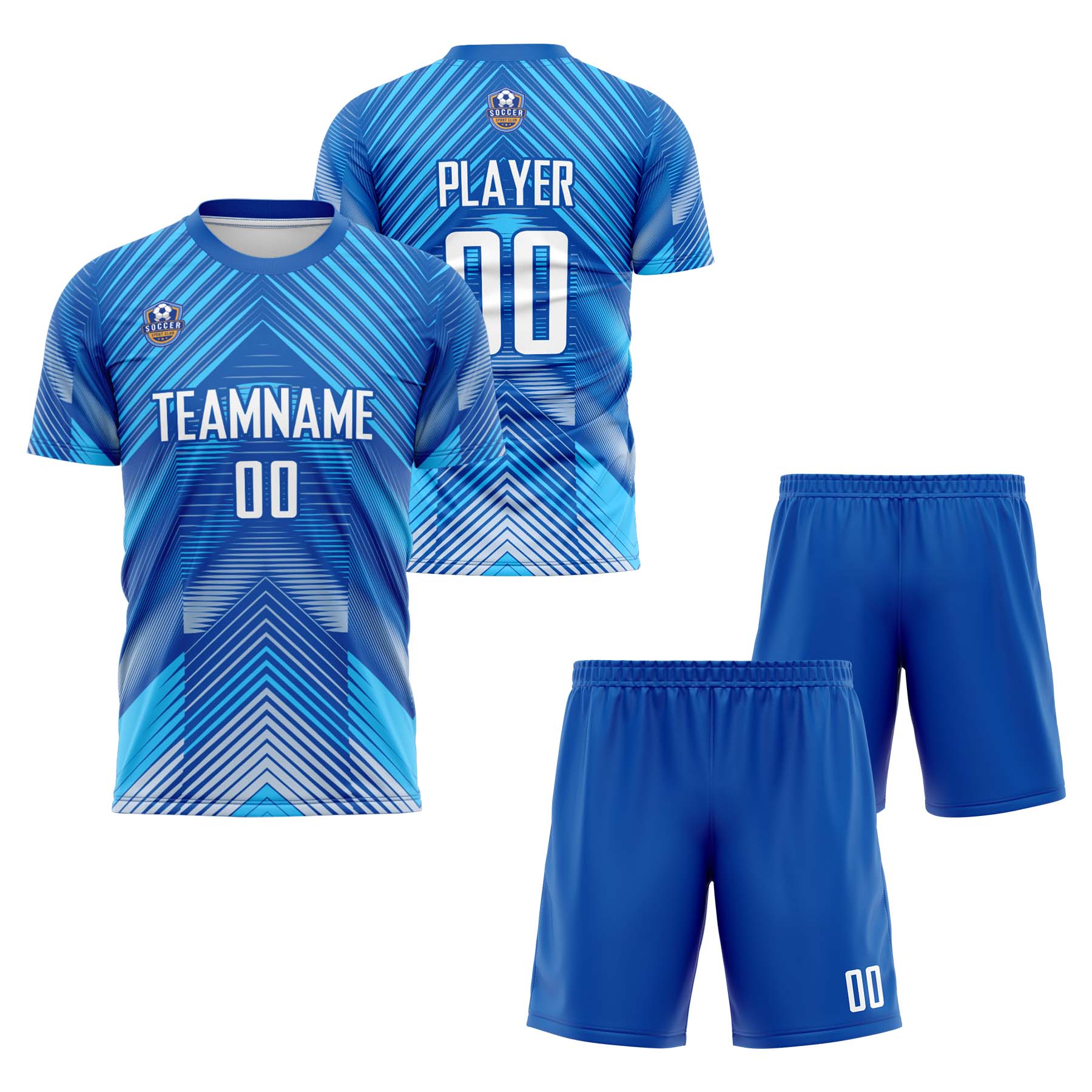 Custom Blue White Classic Soccer Training Sets Jersey For Adults/Kids