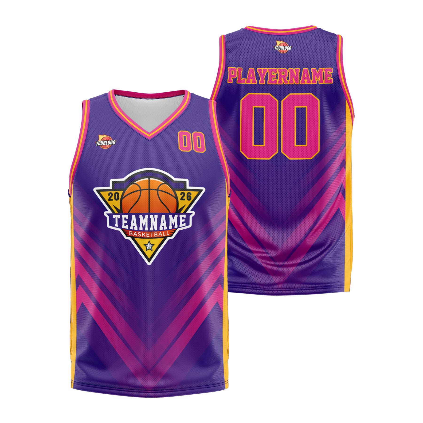 Custom Purple Pink Sports Uniform Basketball Jersey