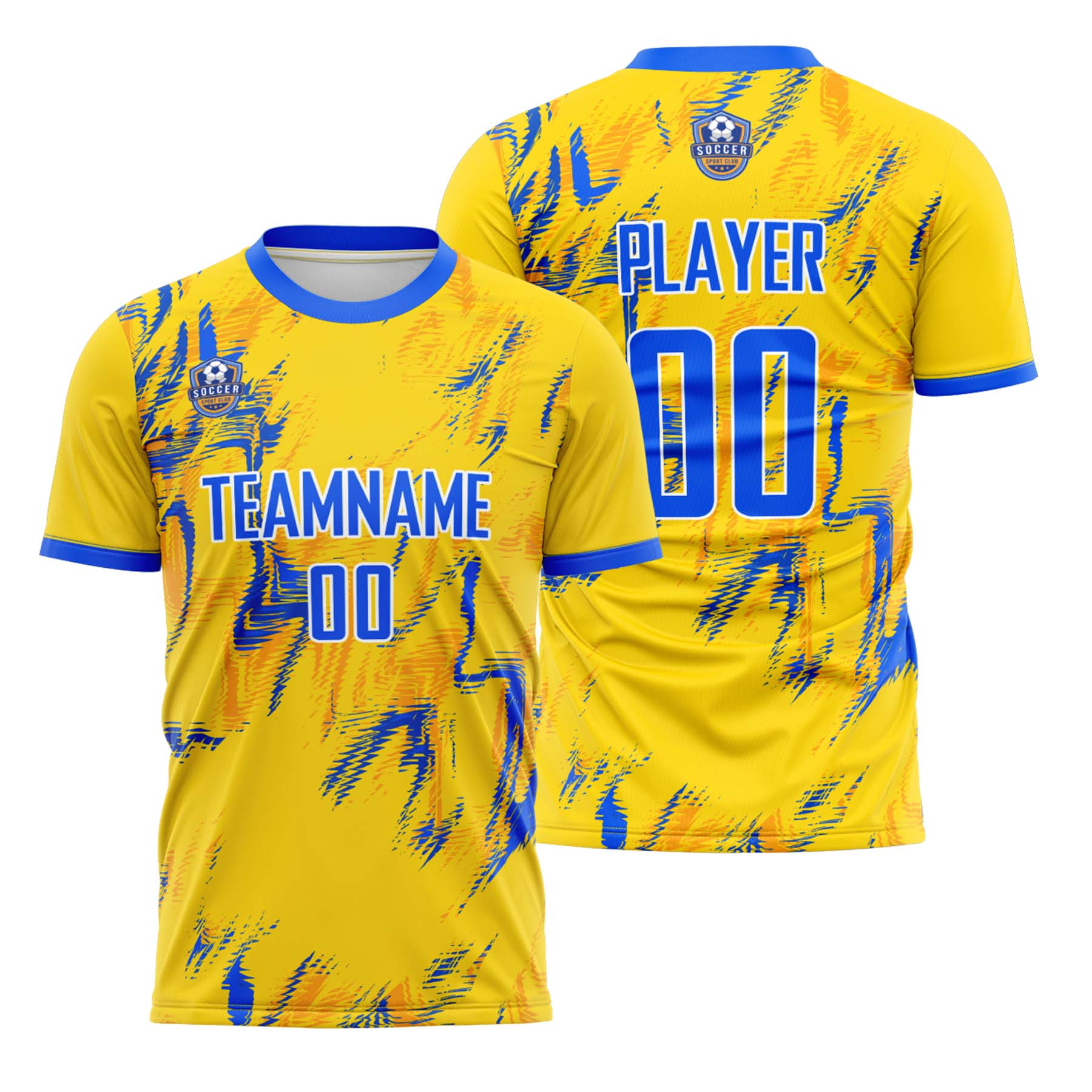 Custom Yellow Blue Classic Soccer Training Sets Jersey For Adults/Kids