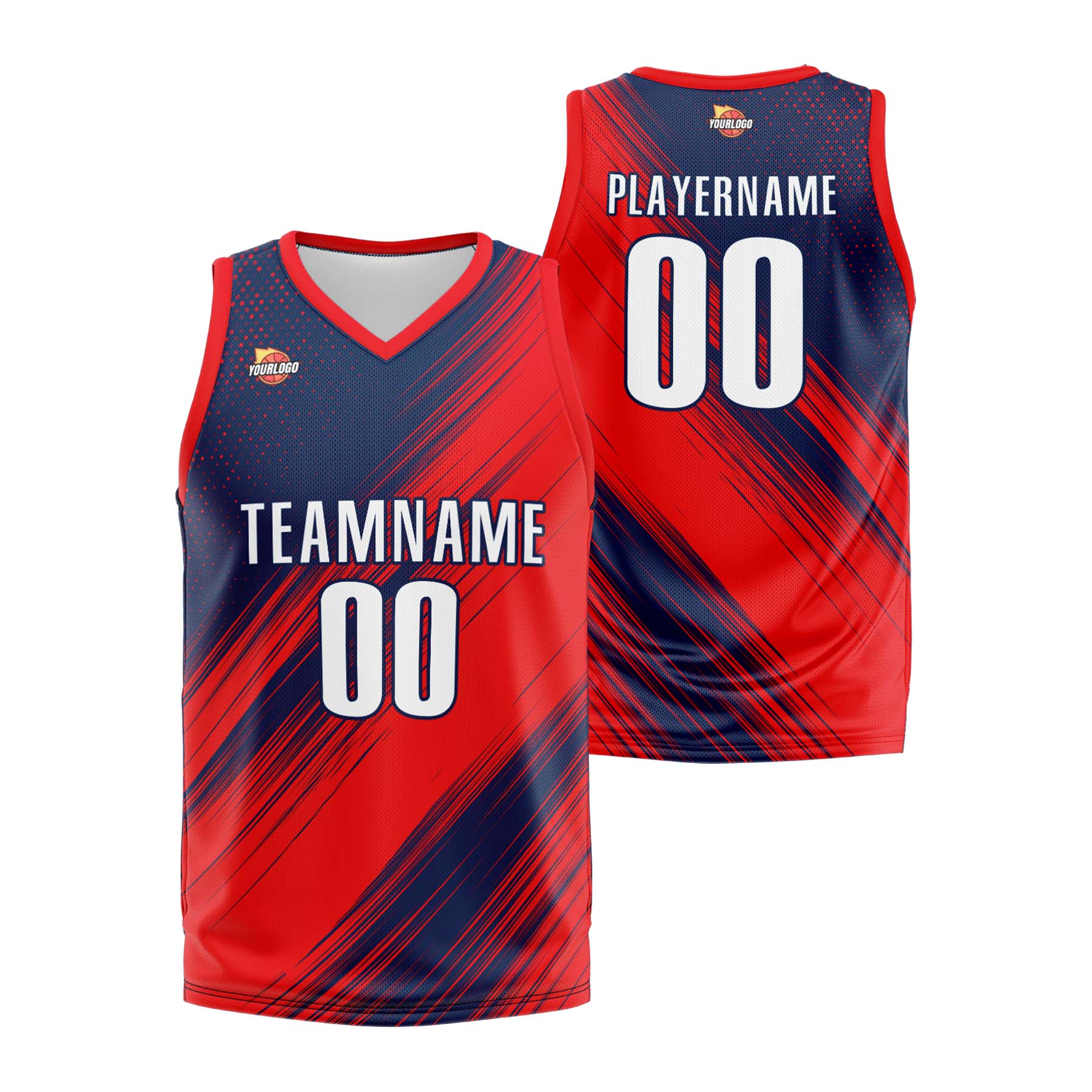 Custom Navy Red Sports Uniform Basketball Jersey
