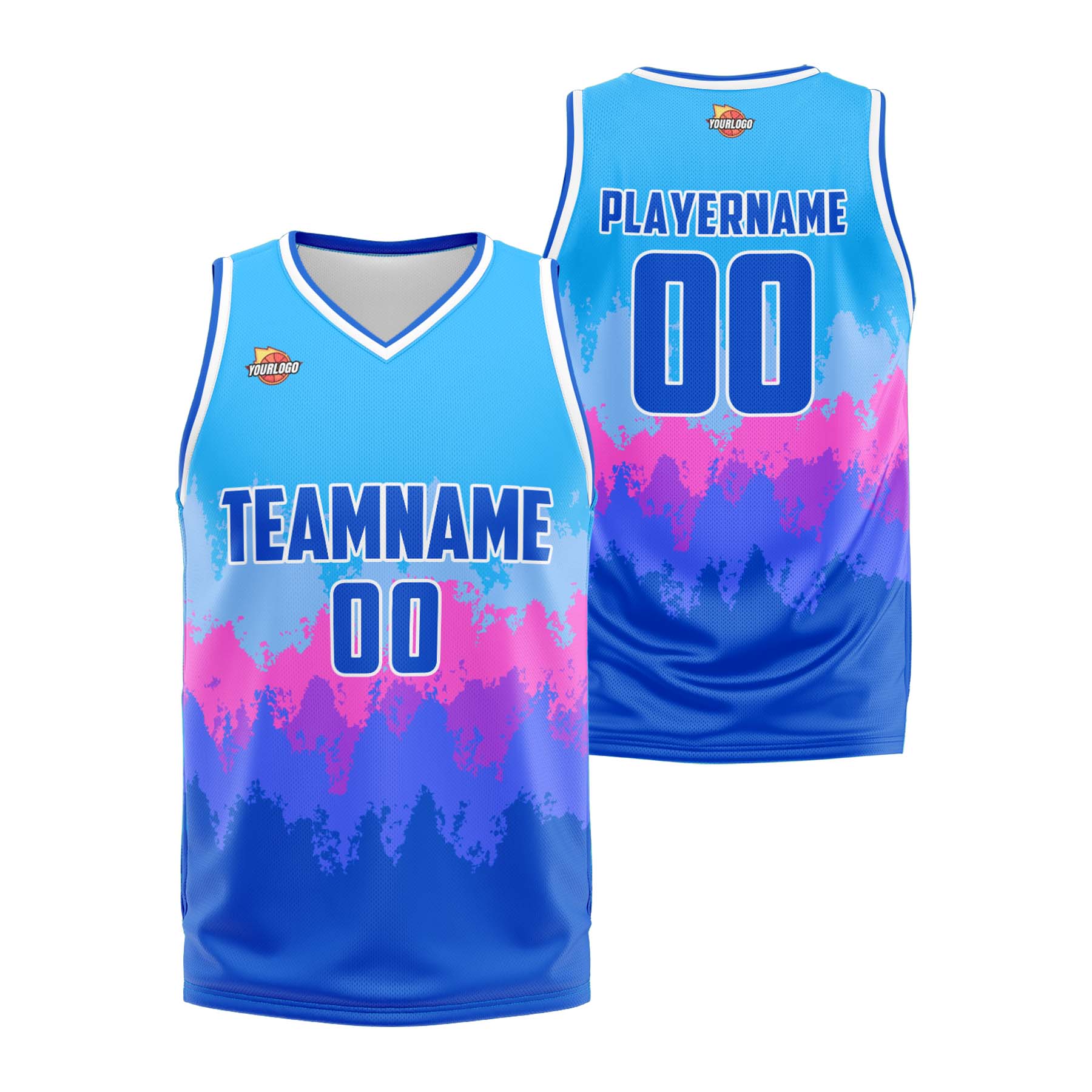 Custom Light Blue Blue Fashion Sports Uniform Basketball Jersey