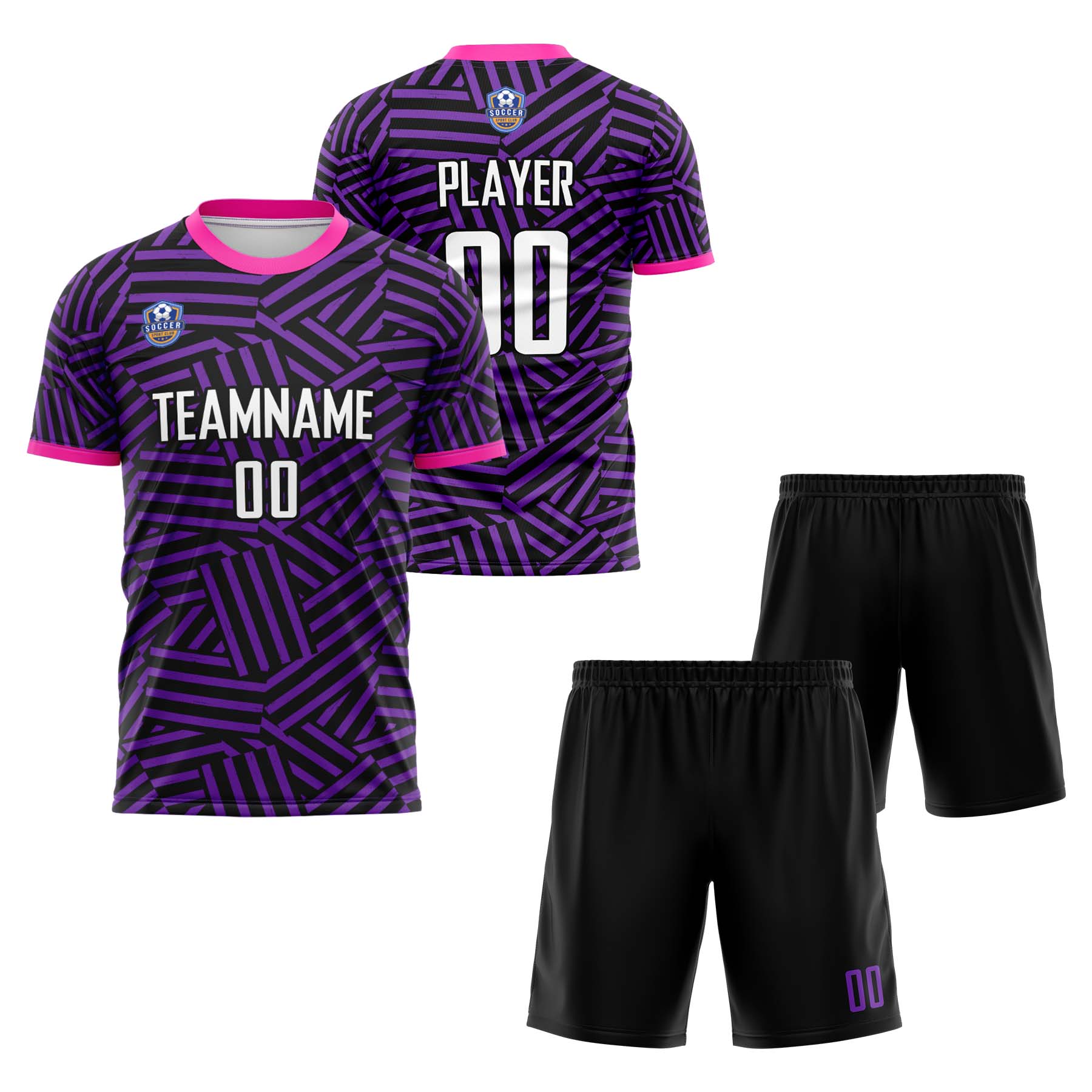 Custom Purple Black Classic Soccer Training Sets Jersey For Adults/Kids