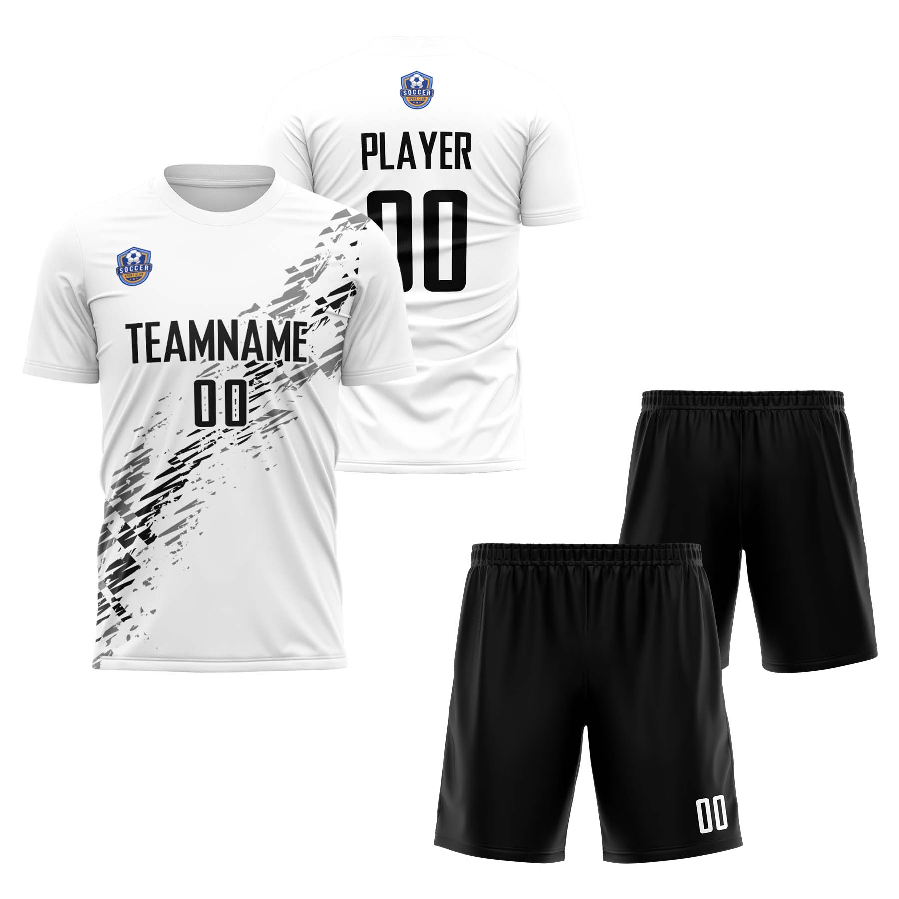 Custom White Black Classic Soccer Training Sets Jersey For Adults/Kids
