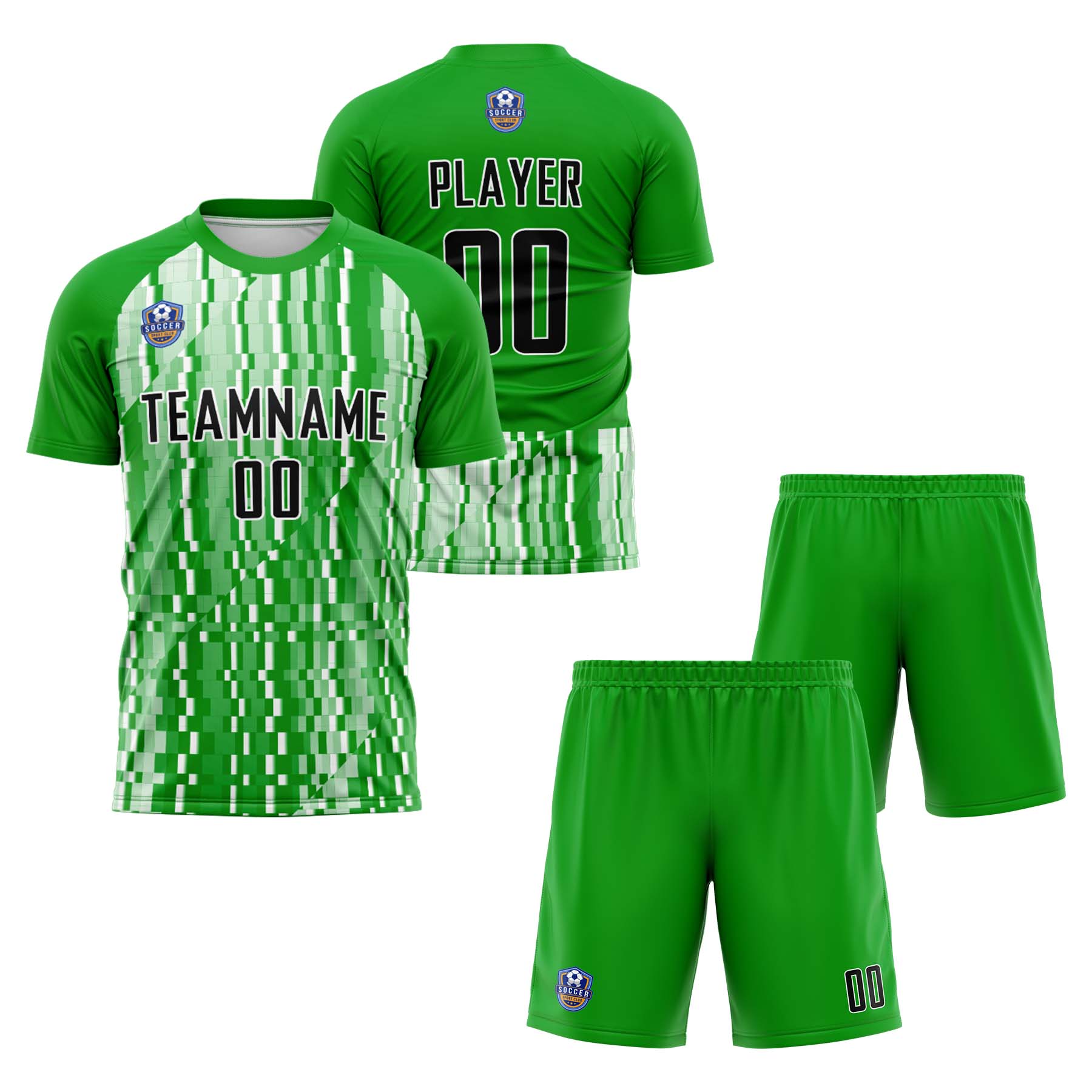 Custom Green Black Classic Soccer Training Sets Jersey For Adults/Kids