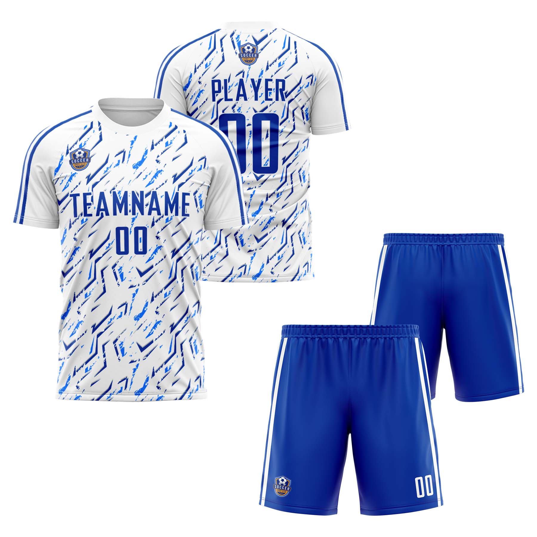 Custom White Blue Classic Soccer Training Sets Jersey For Adults/Kids