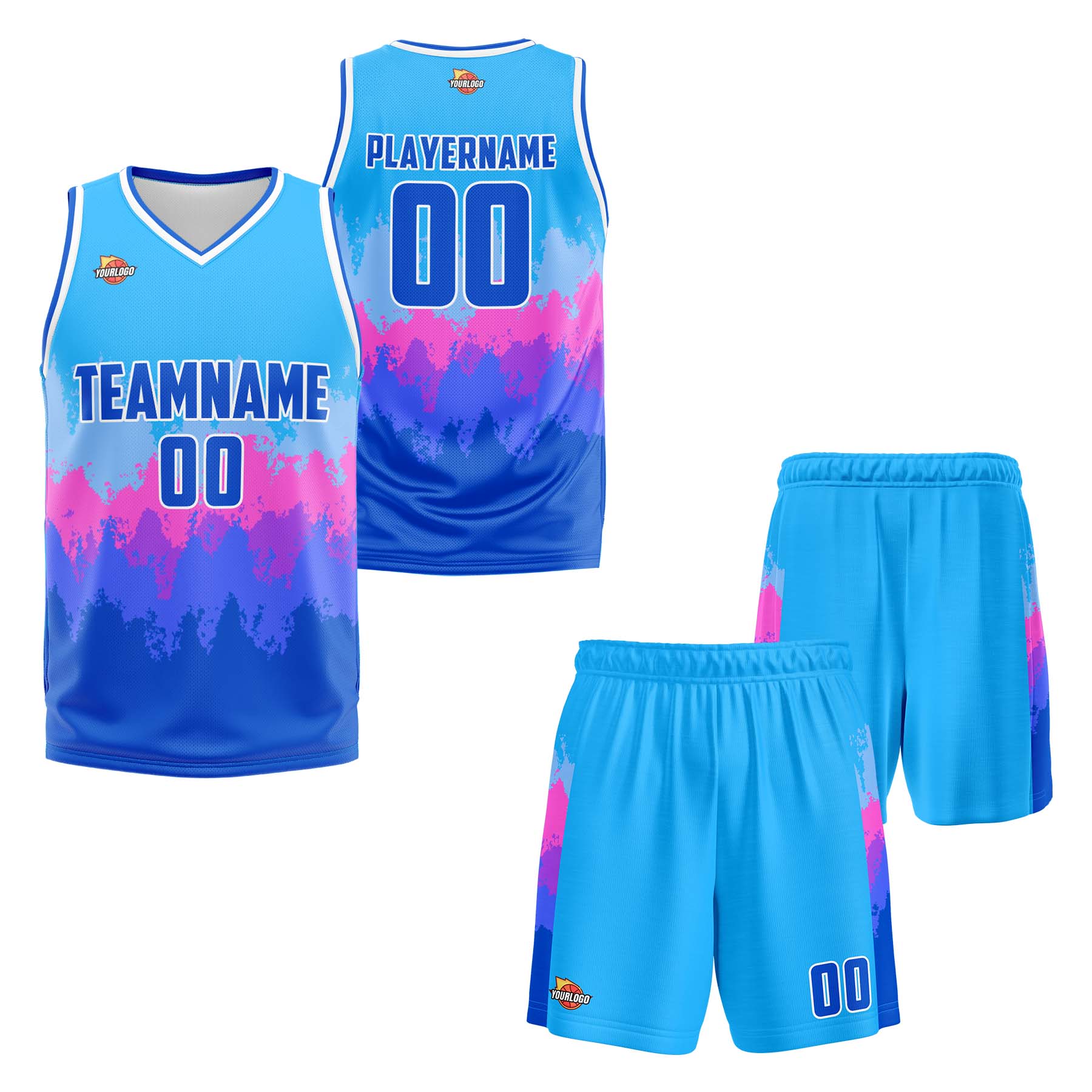 Custom Light Blue Blue Fashion Sports Uniform Basketball Jersey