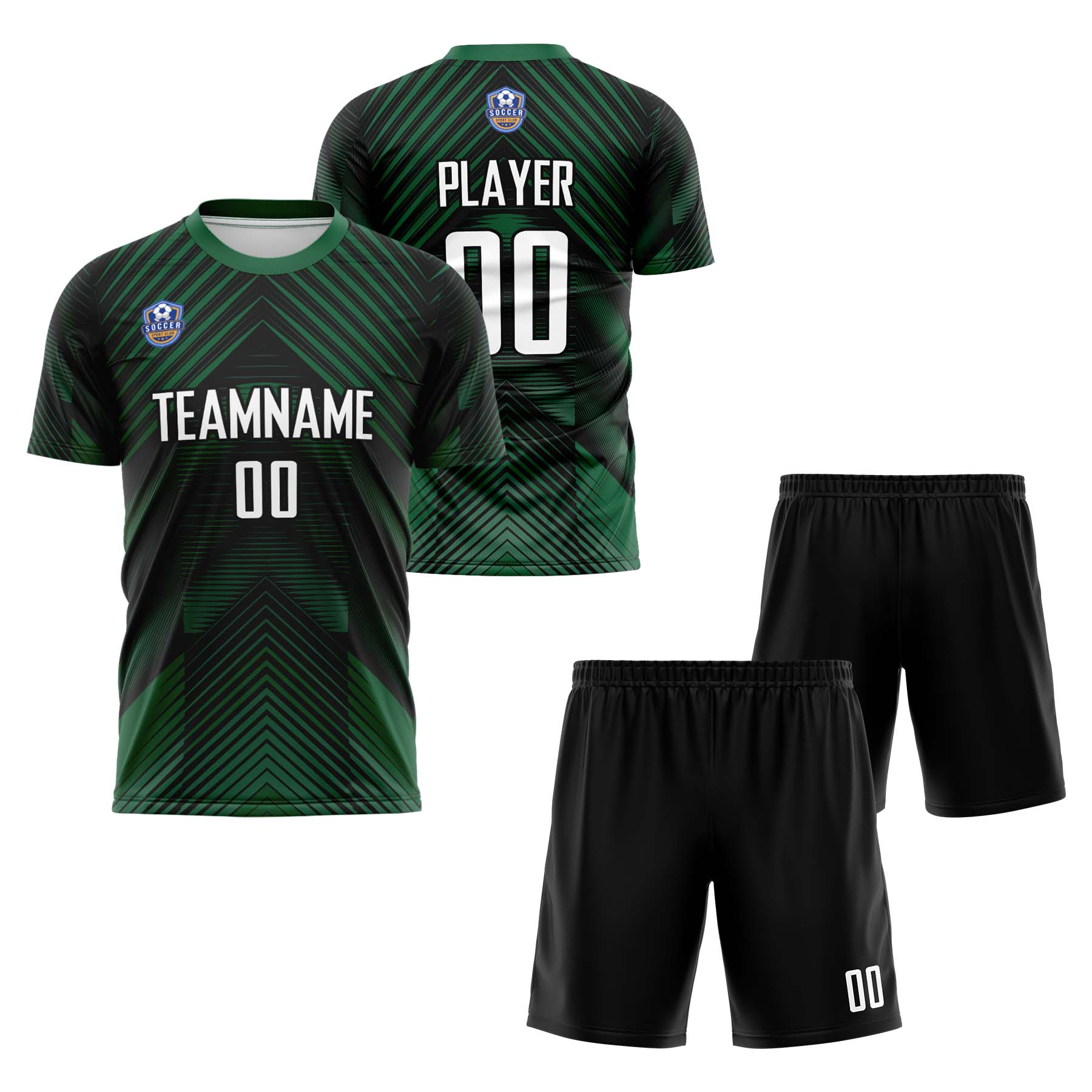 Custom Green Black Classic Soccer Training Sets Jersey For Adults/Kids