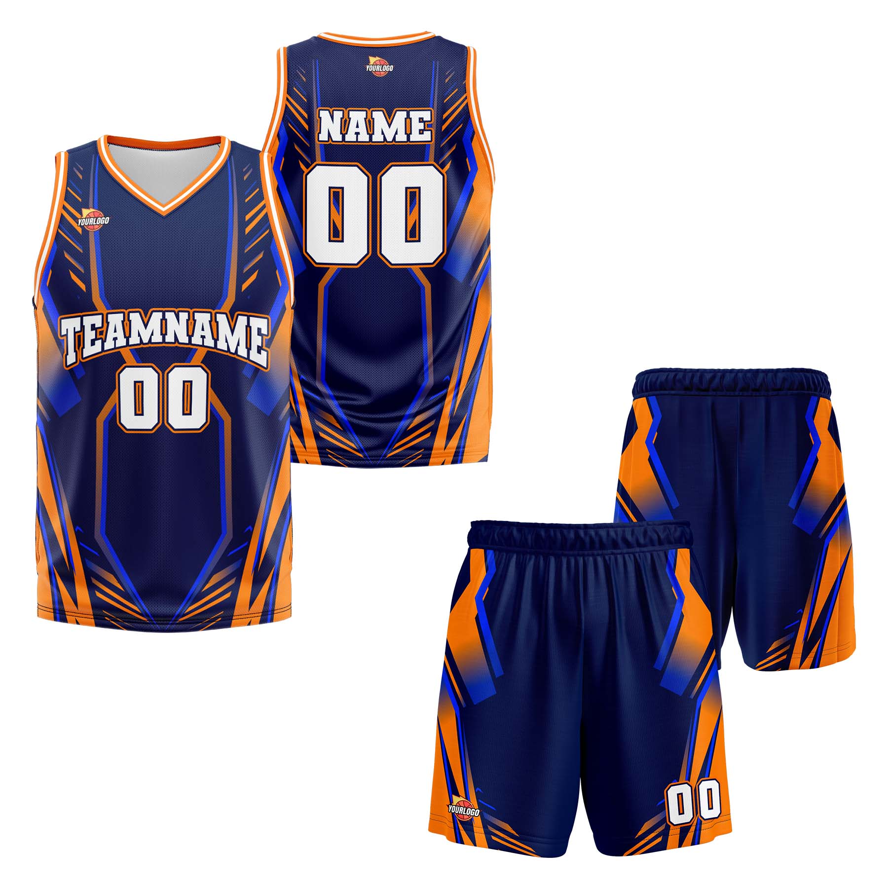 Custom Navy White Fashion Sports Uniform Basketball Jersey