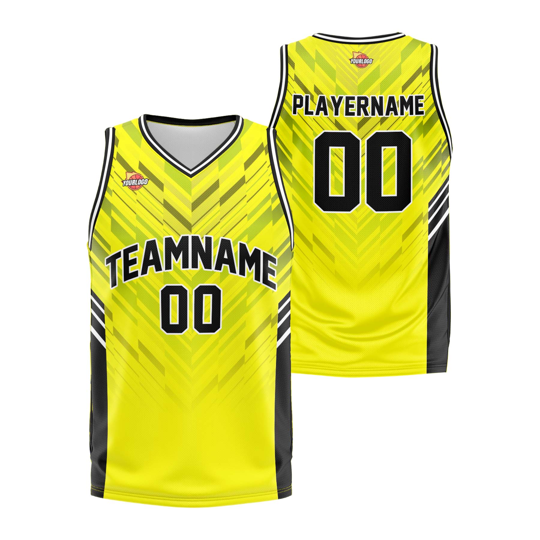 Custom Yellow Black Fashion Sports Uniform Basketball Jersey